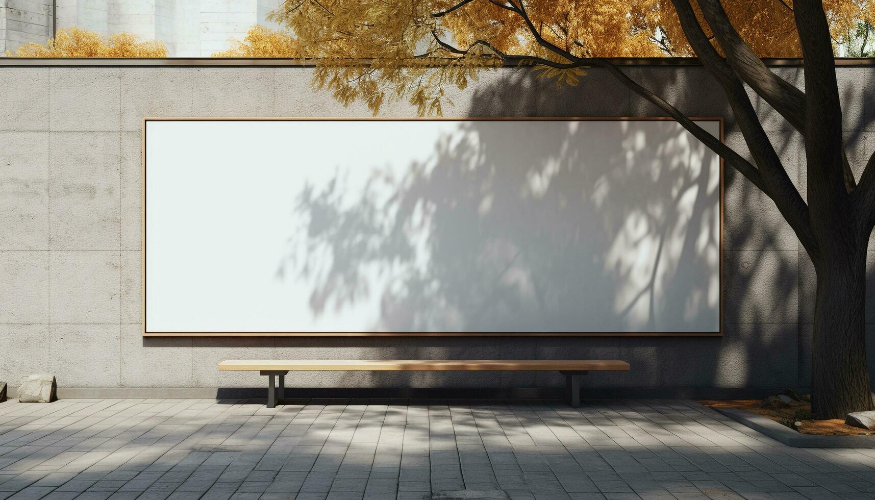 AI generated Empty bench under a tree in the outdoors generated by AI photo