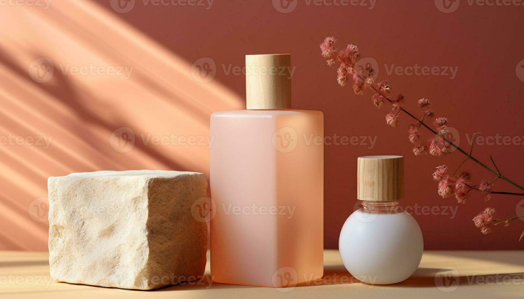 AI generated Beauty product bottle with scented moisturizer for freshness generated by AI photo