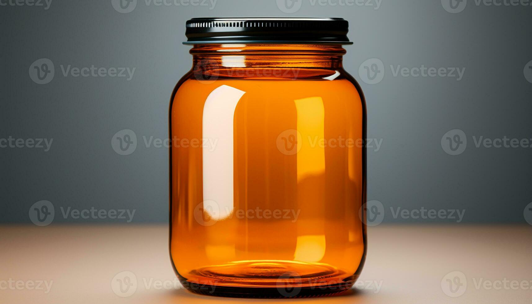 AI generated Transparent glass bottle with yellow liquid and lid generated by AI photo