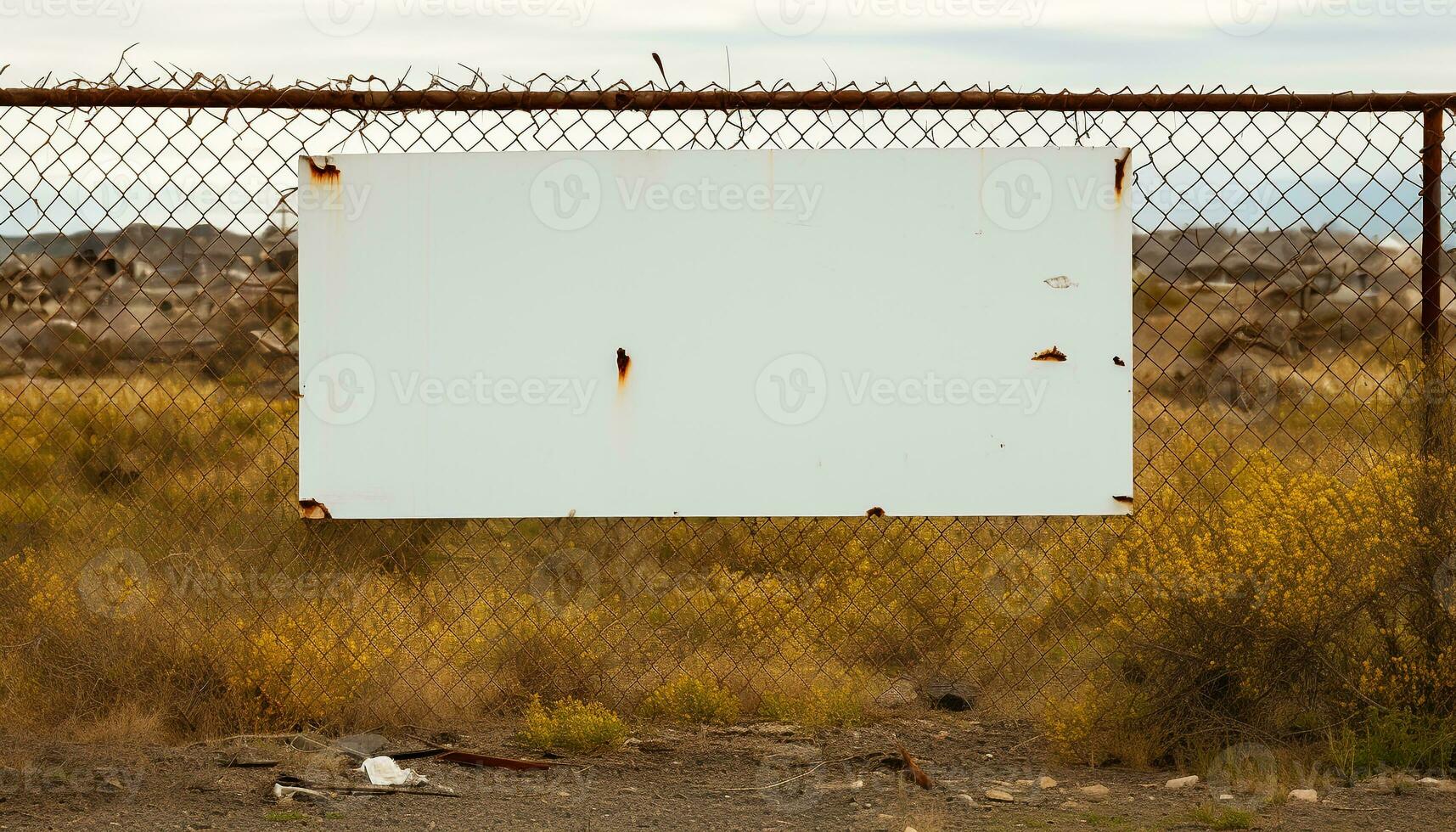 AI generated Old billboard in nature, a rustic announcement sign generated by AI photo