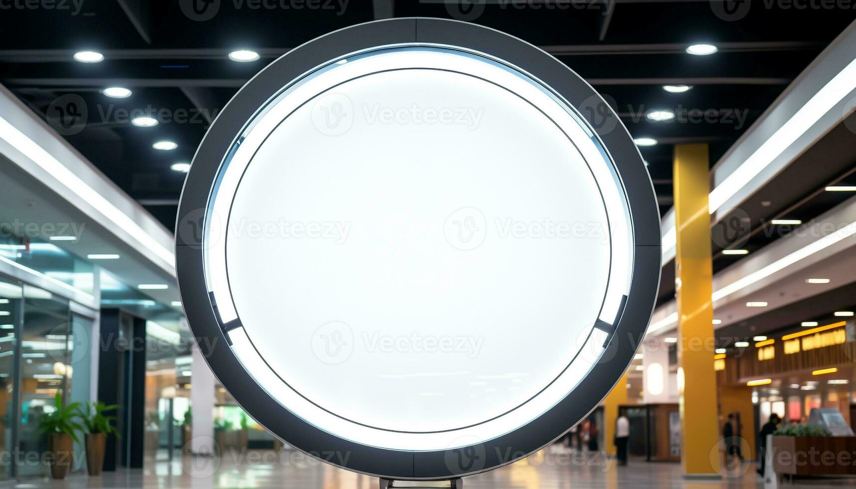 AI generated Futuristic subway station, glass corridor, illuminated reflection generated by AI photo