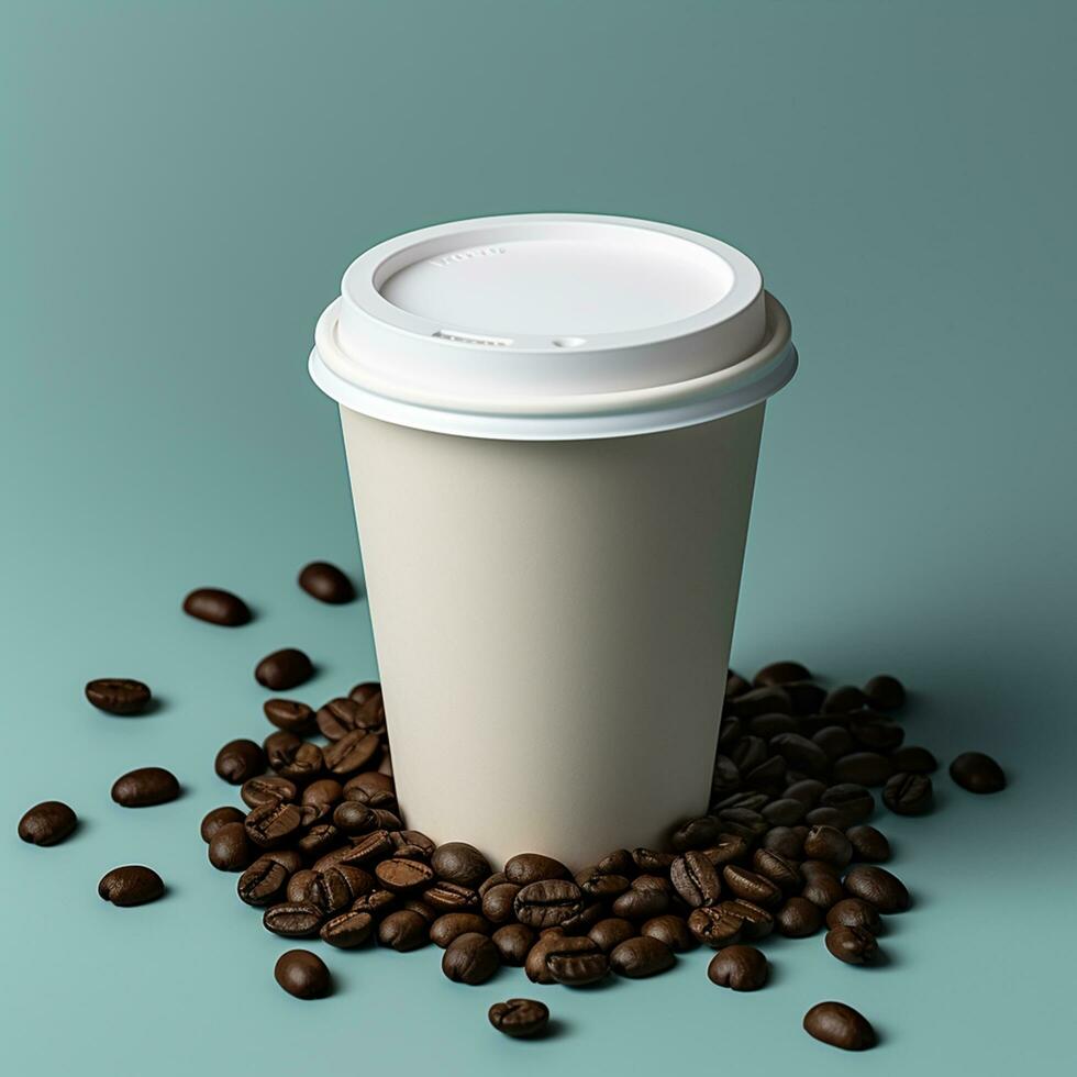 AI generated Hot coffee in a paper cup, steam rising generated by AI photo