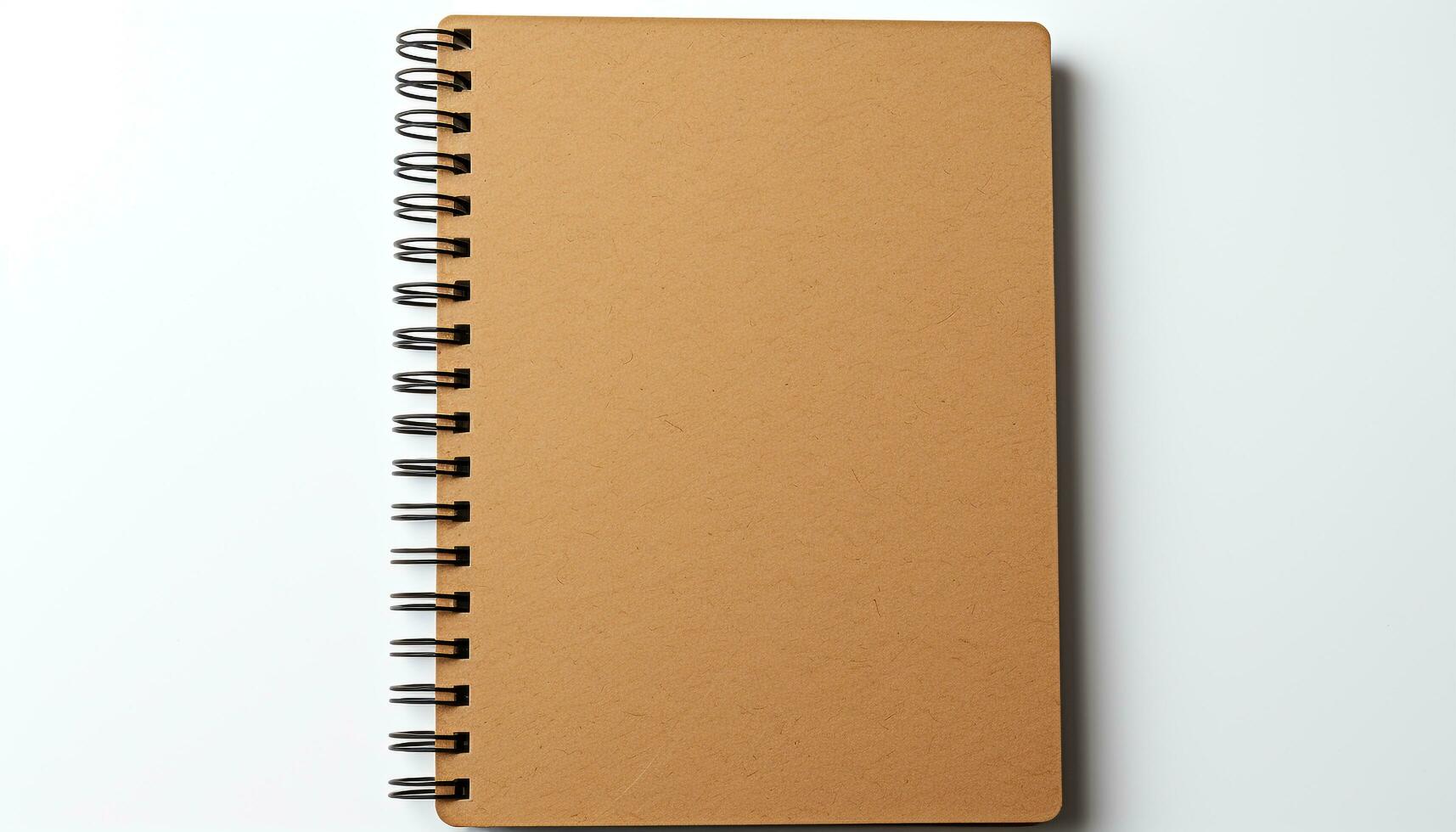 AI generated Blank spiral notebook on white background generated by AI photo