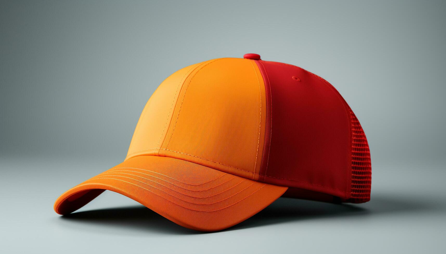 AI generated Blue baseball cap with orange ball symbol generated by AI photo