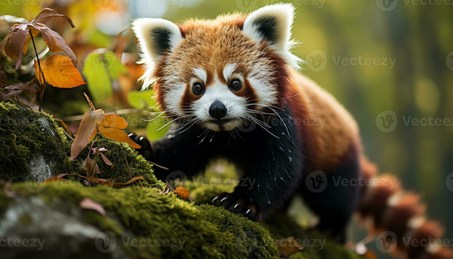 AI generated Cute lemur sitting on branch in tropical forest generated by AI photo