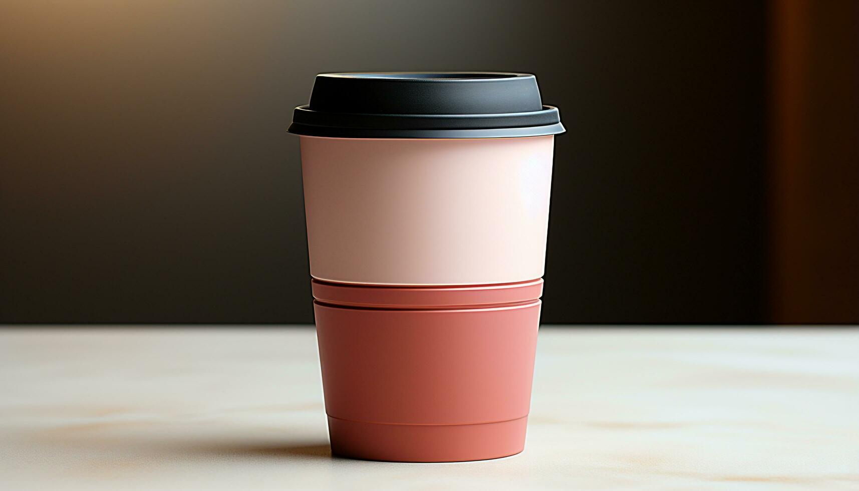 AI generated Hot coffee in a disposable cup on a table generated by AI photo