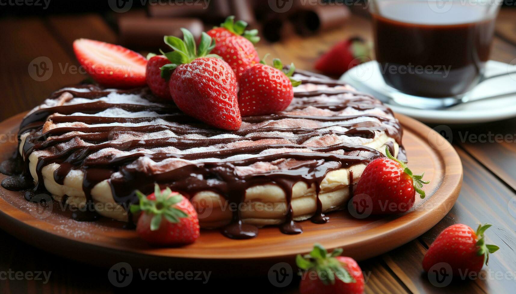 AI generated Freshness and sweetness on a wooden plate generated by AI photo