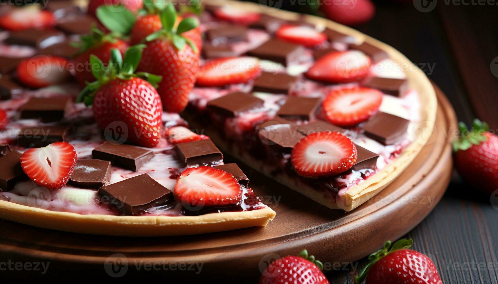 AI generated Freshness and indulgence in a gourmet strawberry dessert generated by AI photo