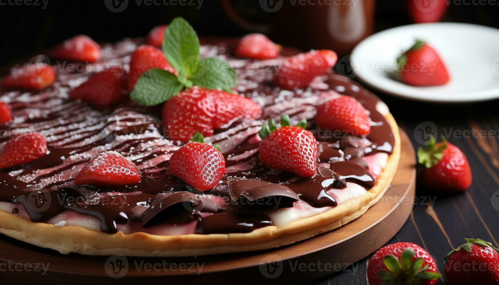 AI generated Freshness and sweetness on a gourmet dessert plate generated by AI photo