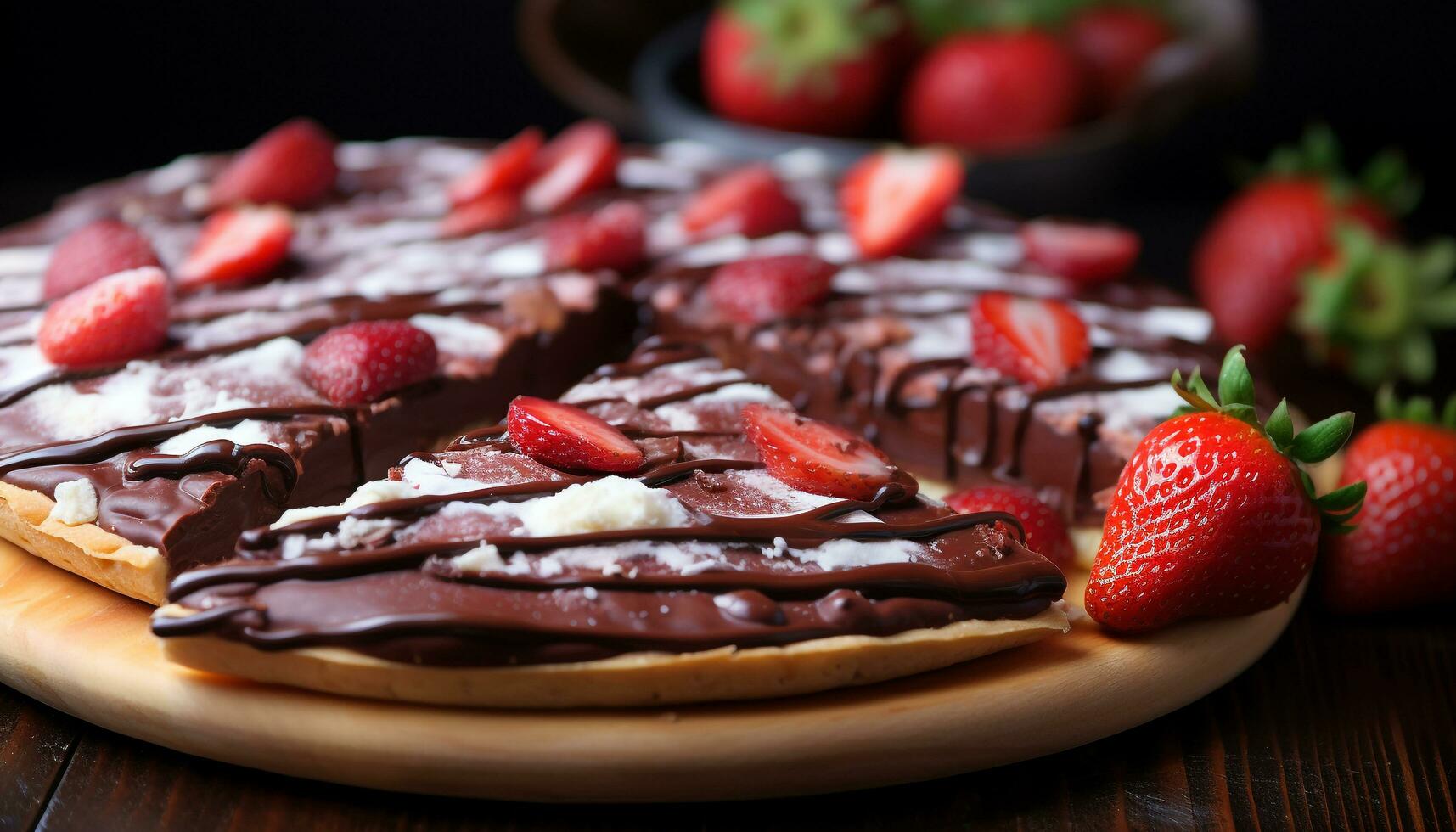 AI generated Fresh strawberry dessert on wooden table, irresistible temptation generated by AI photo