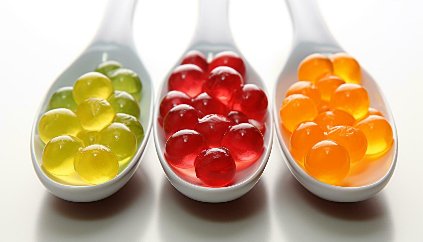 AI generated Yellow pill in spoon, on white background generated by AI photo