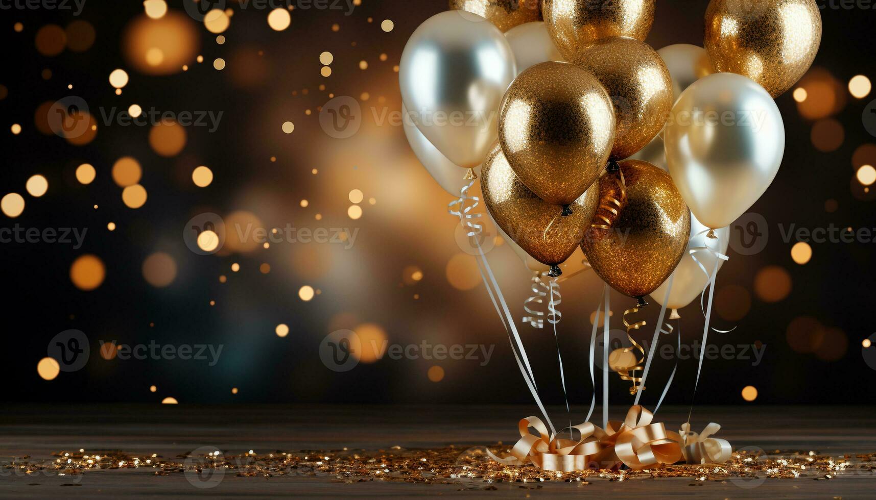 AI generated Shiny balloons illuminate the celebration with joy generated by AI photo