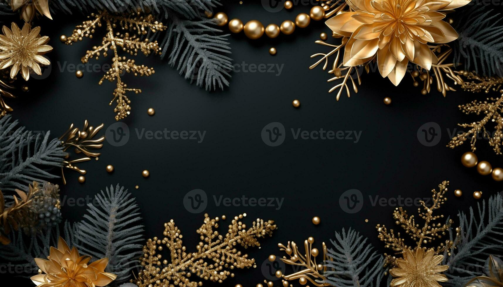 AI generated Golden leaf on winter tree, nature shiny decoration generated by AI photo