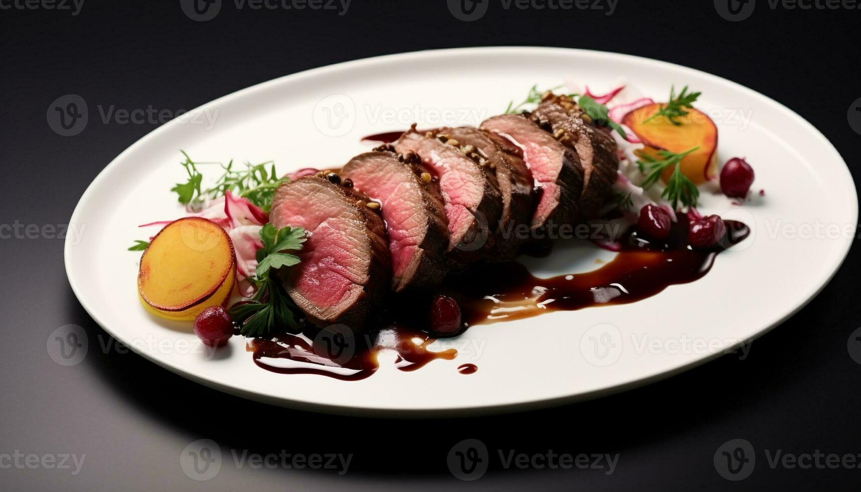 AI generated Grilled steak fillet, juicy and tender, ready to eat generated by AI photo