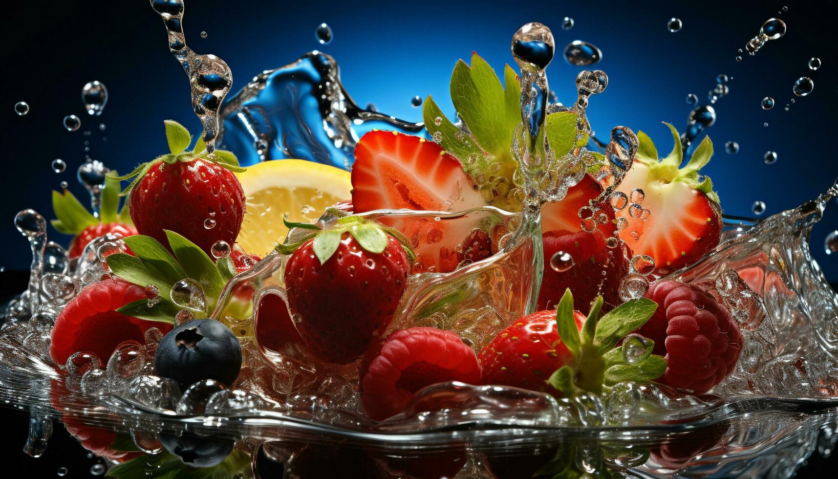 AI generated Freshness of nature in a bowl of sweet berries generated by AI photo