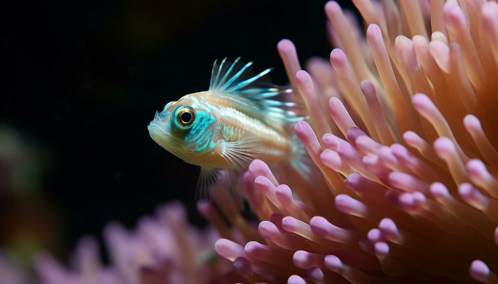 AI generated Vibrant clown fish swimming in beautiful underwater reef generated by AI photo