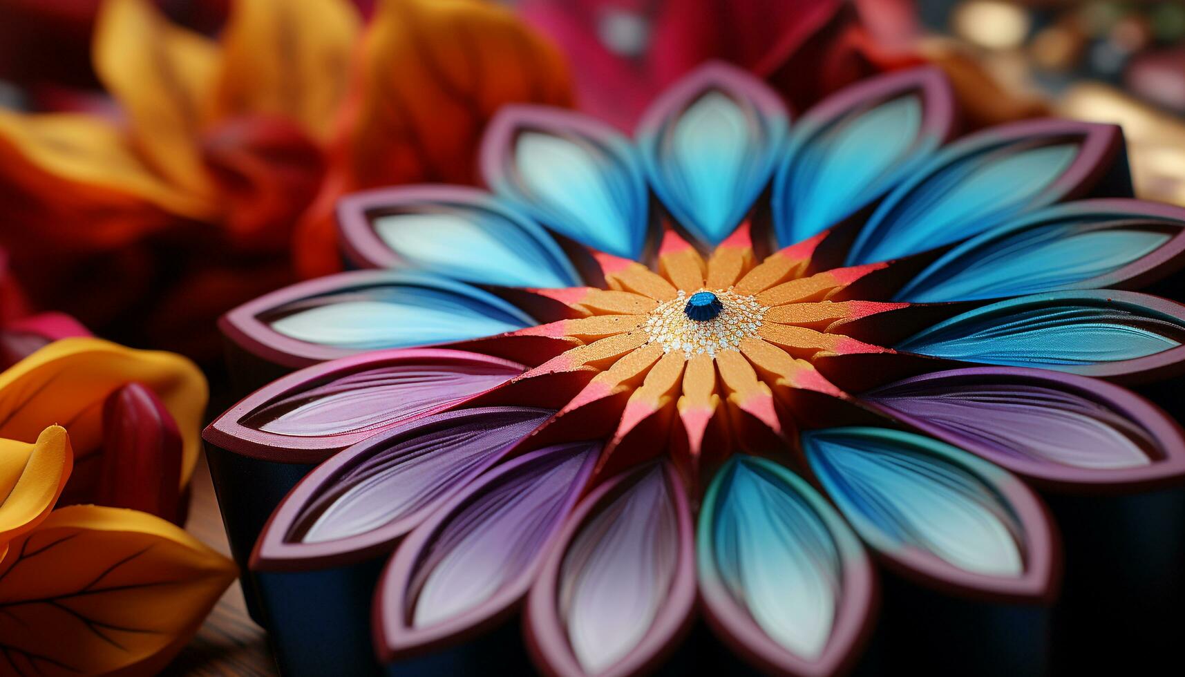 AI generated Abstract flower design with vibrant colors and elegance generated by AI photo