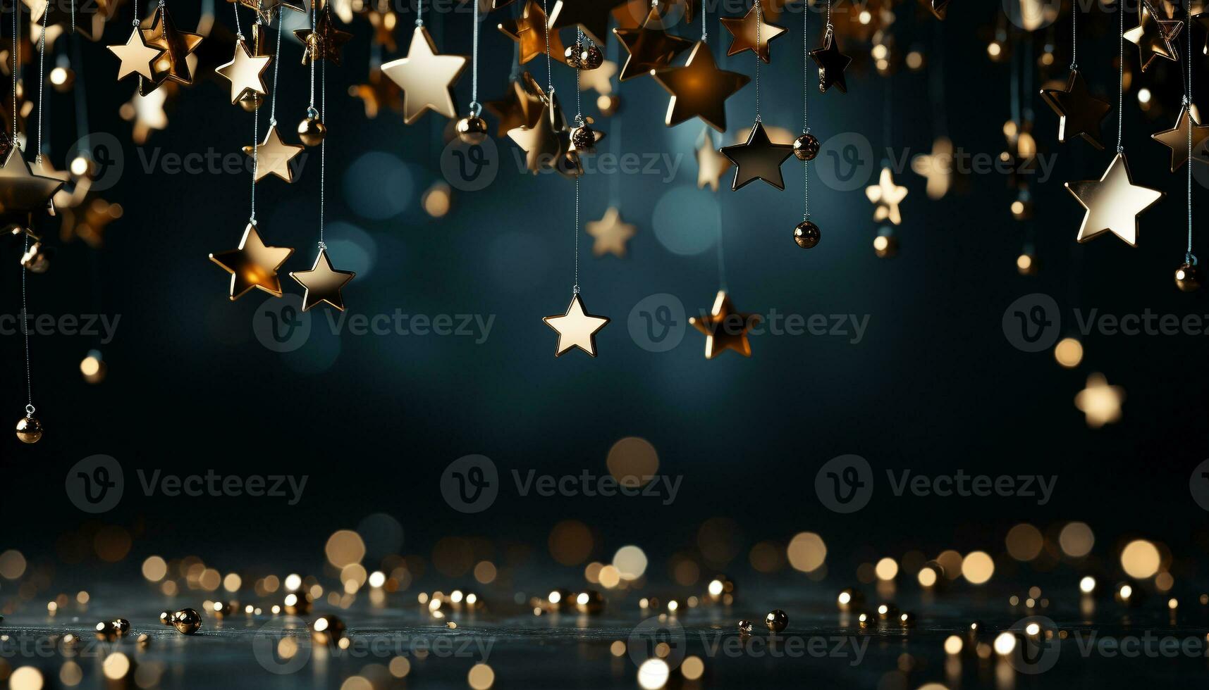 AI generated Glowing gold circles illuminate the dark night backdrop generated by AI photo