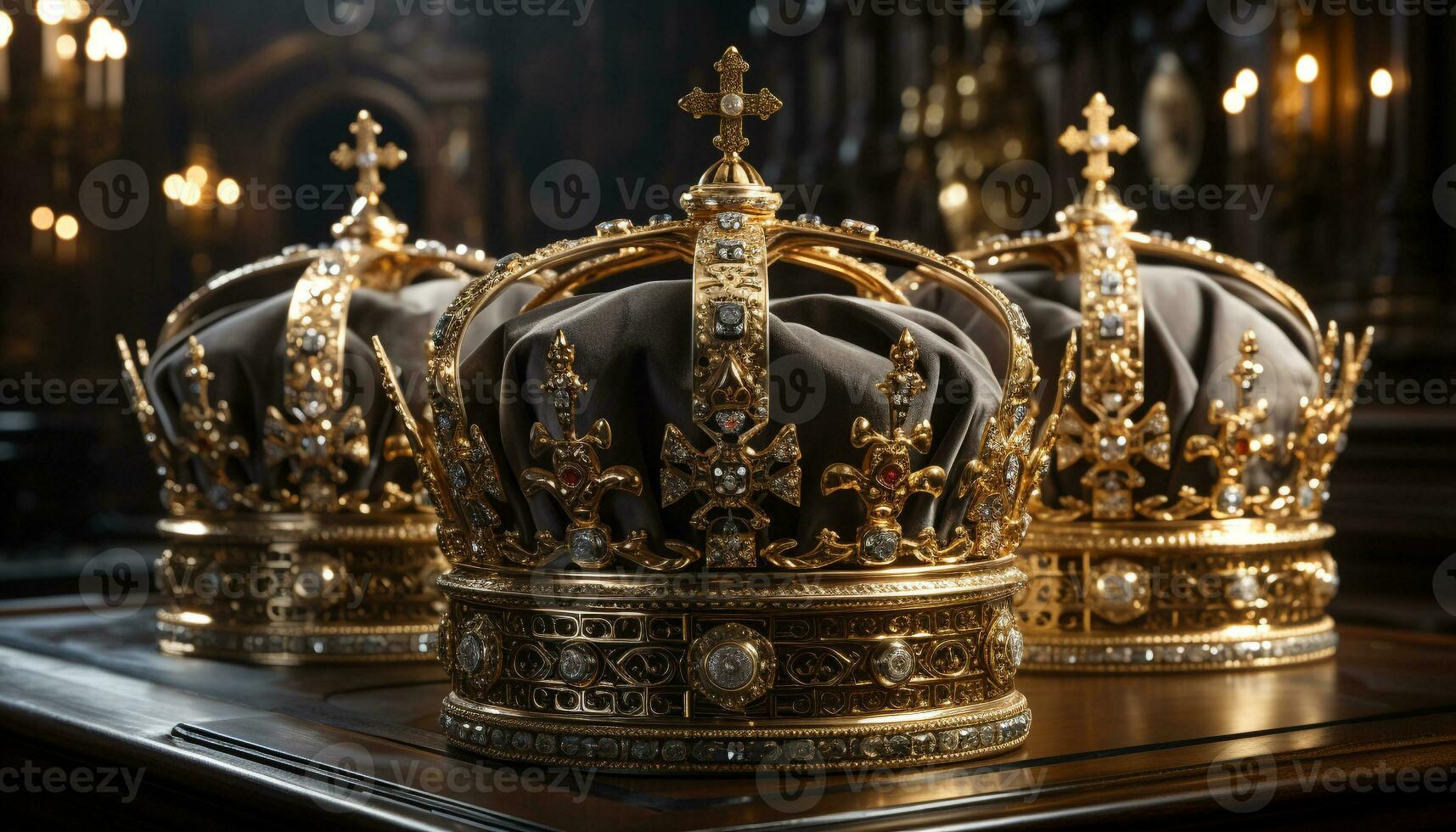 AI generated Majestic crown of gold symbolizes royalty and spirituality generated by AI photo
