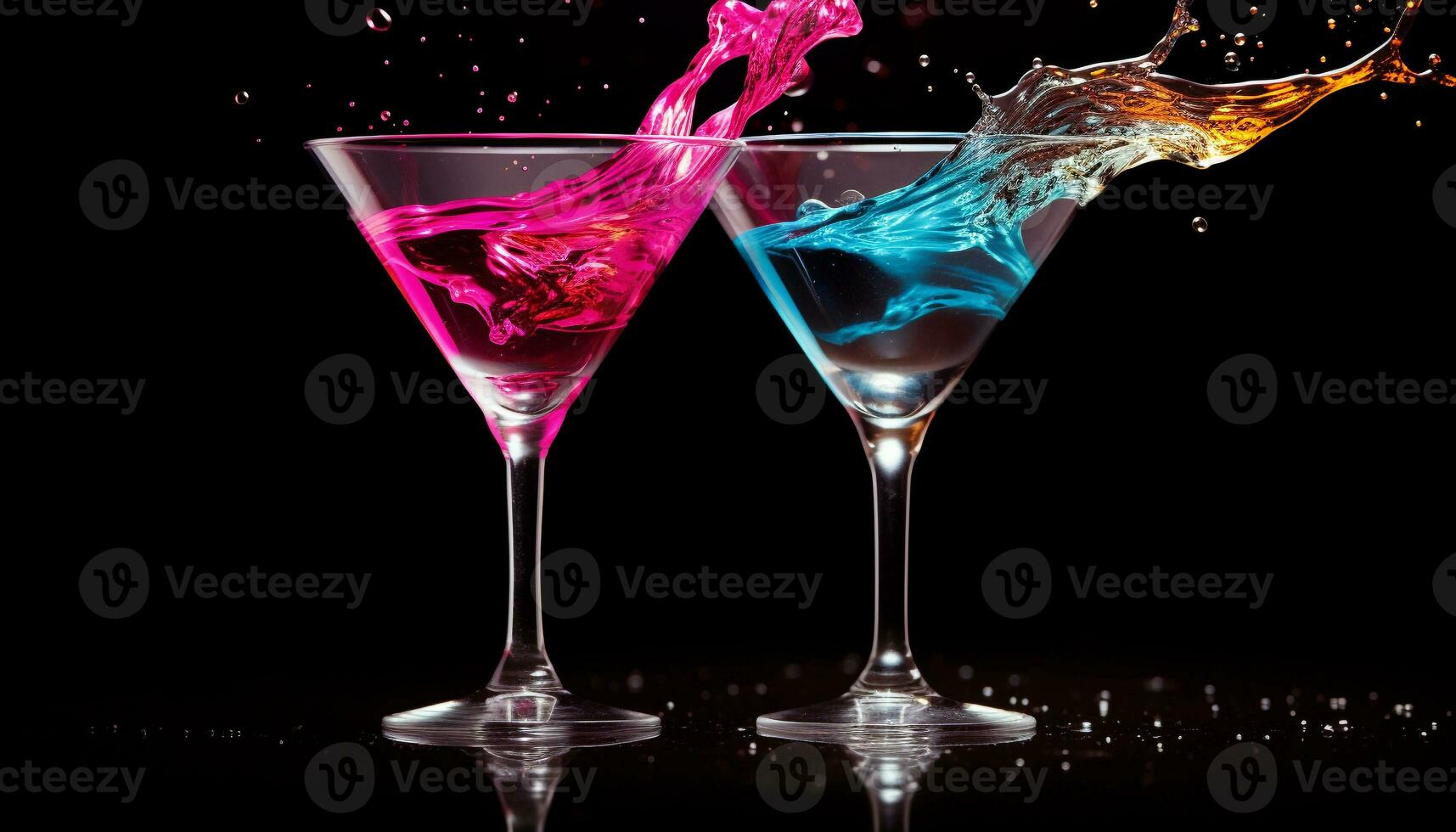 AI generated Splashing liquid, transparent motion, pouring wine, celebration night generated by AI photo