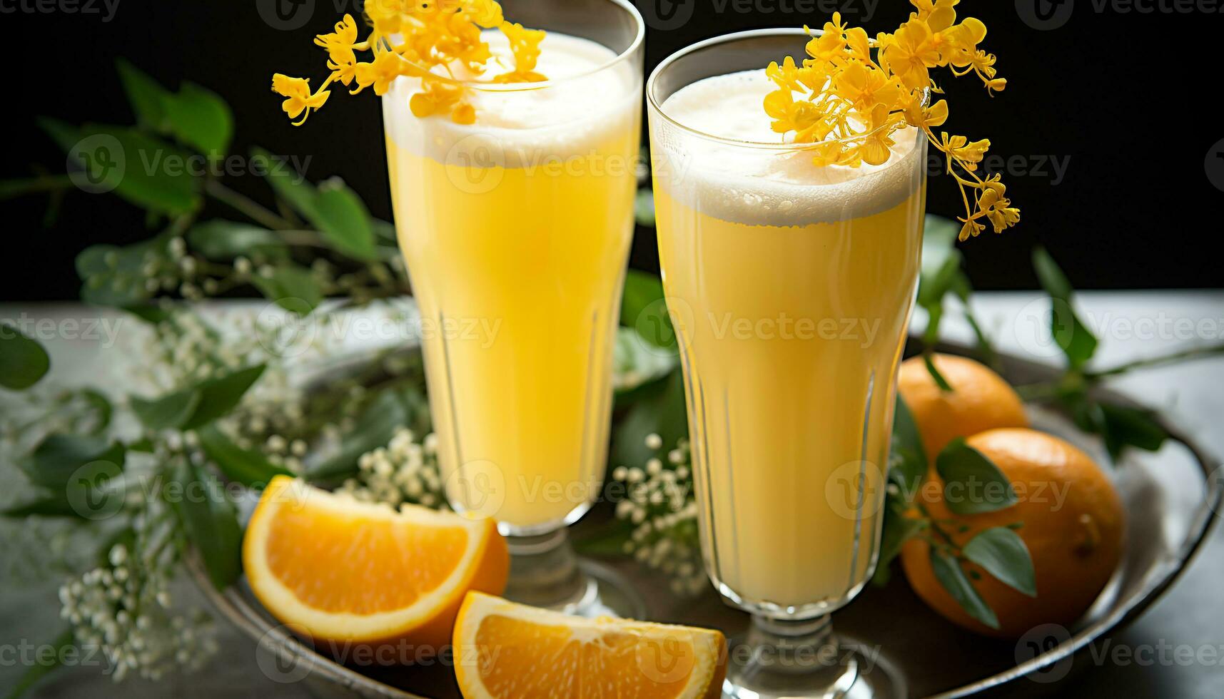 AI generated Freshness and nature in a glass of citrus generated by AI photo