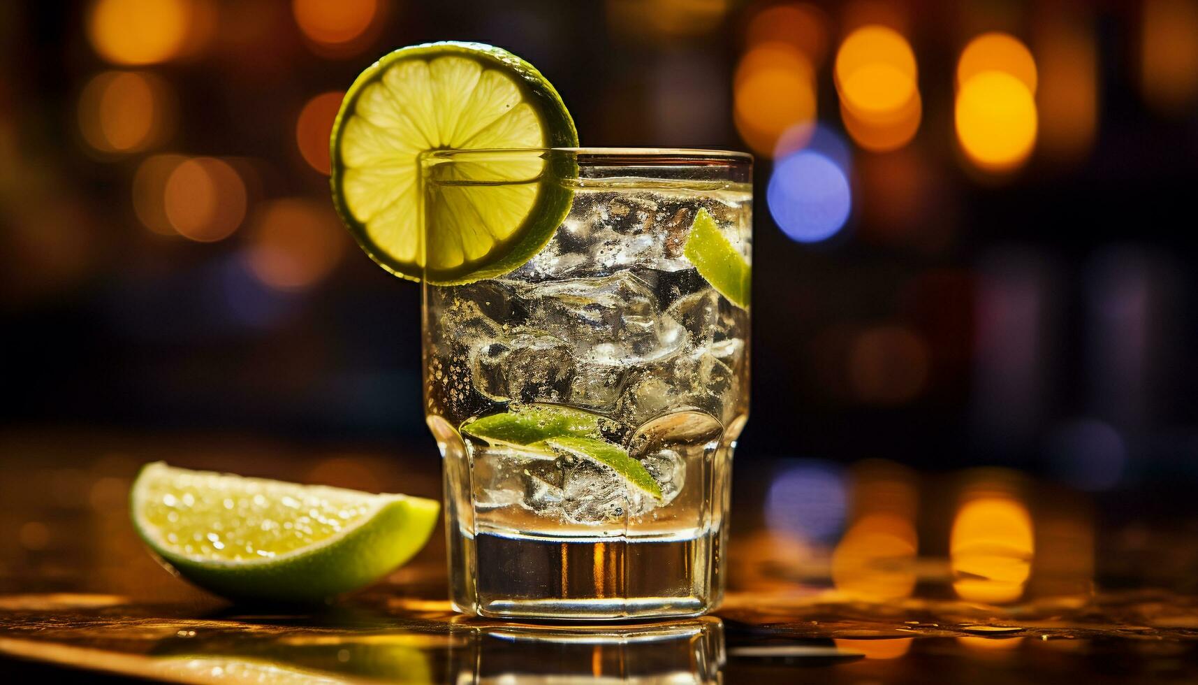 AI generated Refreshing mojito cocktail with lime and mint leaf generated by AI photo