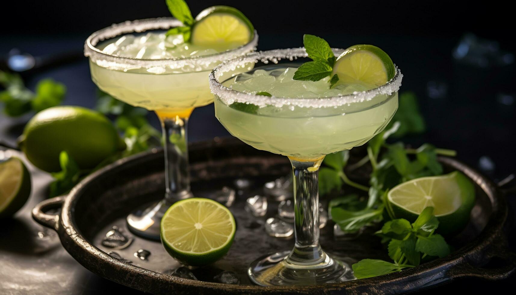 AI generated Refreshing mojito cocktail with citrus fruit and mint generated by AI photo