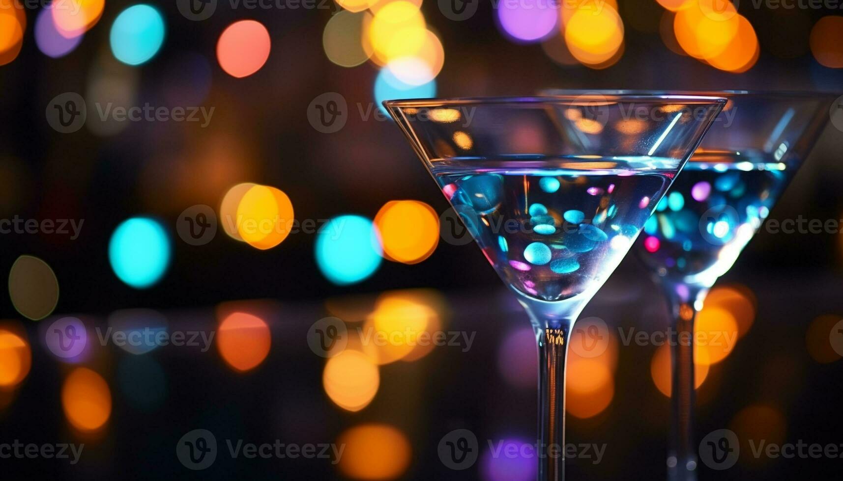 AI generated Nightclub celebration, vibrant cocktails illuminate the party generated by AI photo