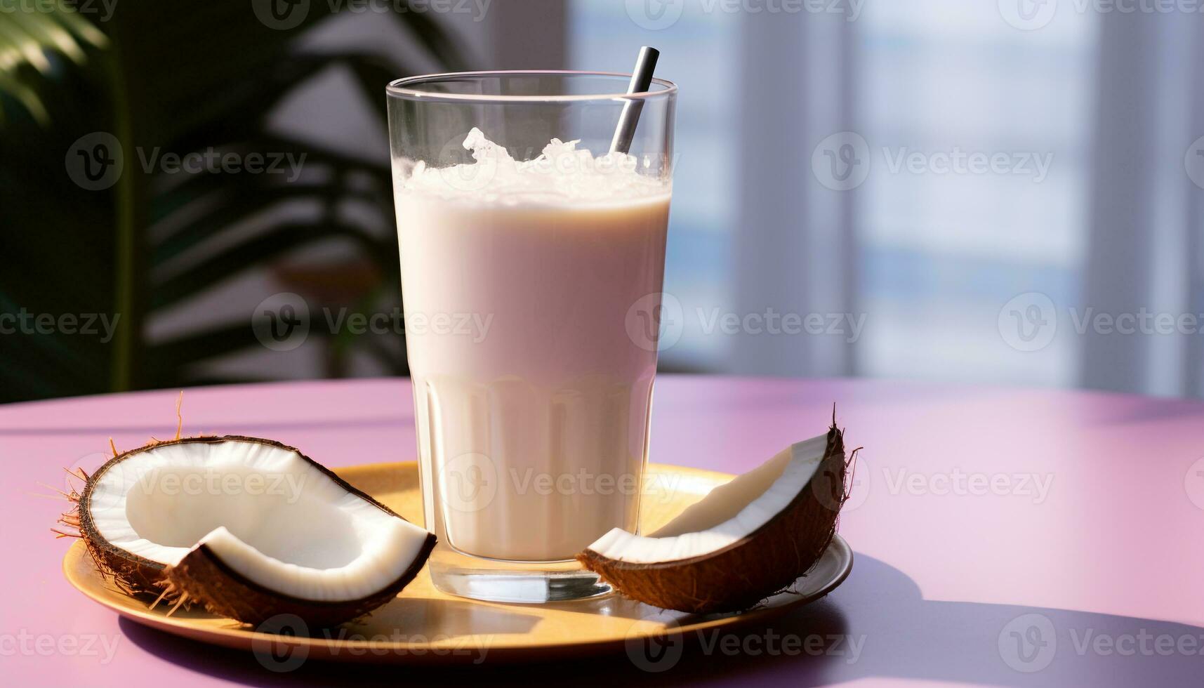 AI generated Freshness in a glass, a sweet tropical milkshake generated by AI photo