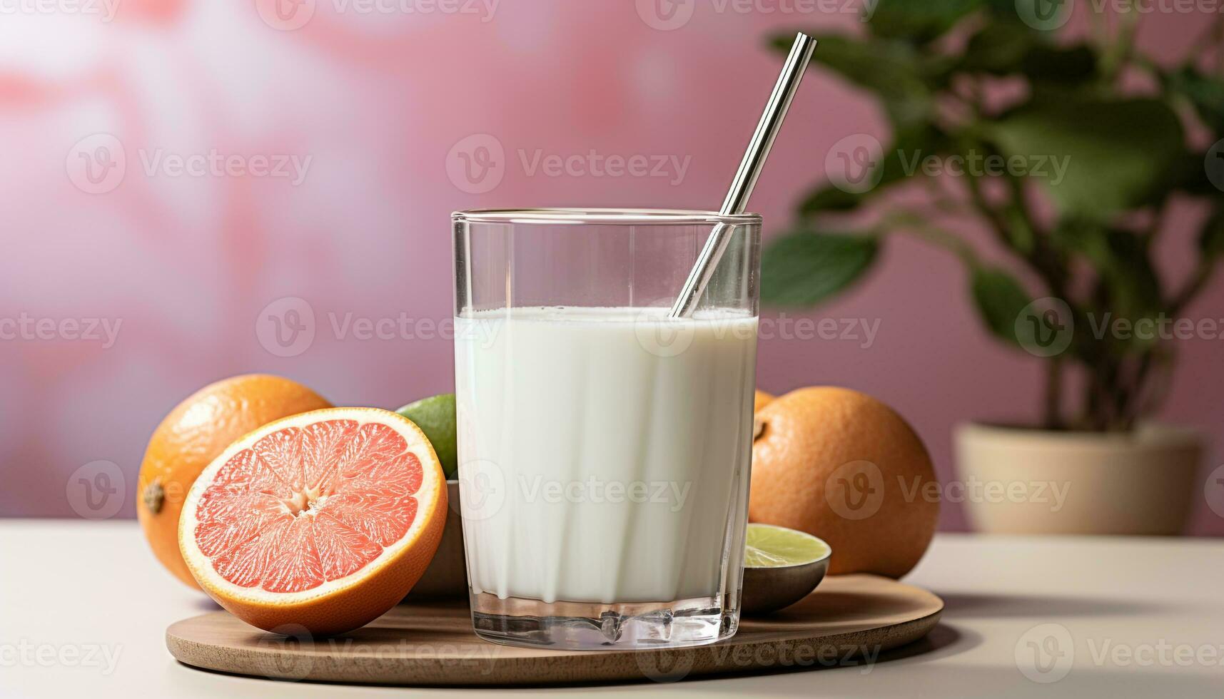 AI generated Refreshing drink on wooden table, healthy and organic generated by AI photo