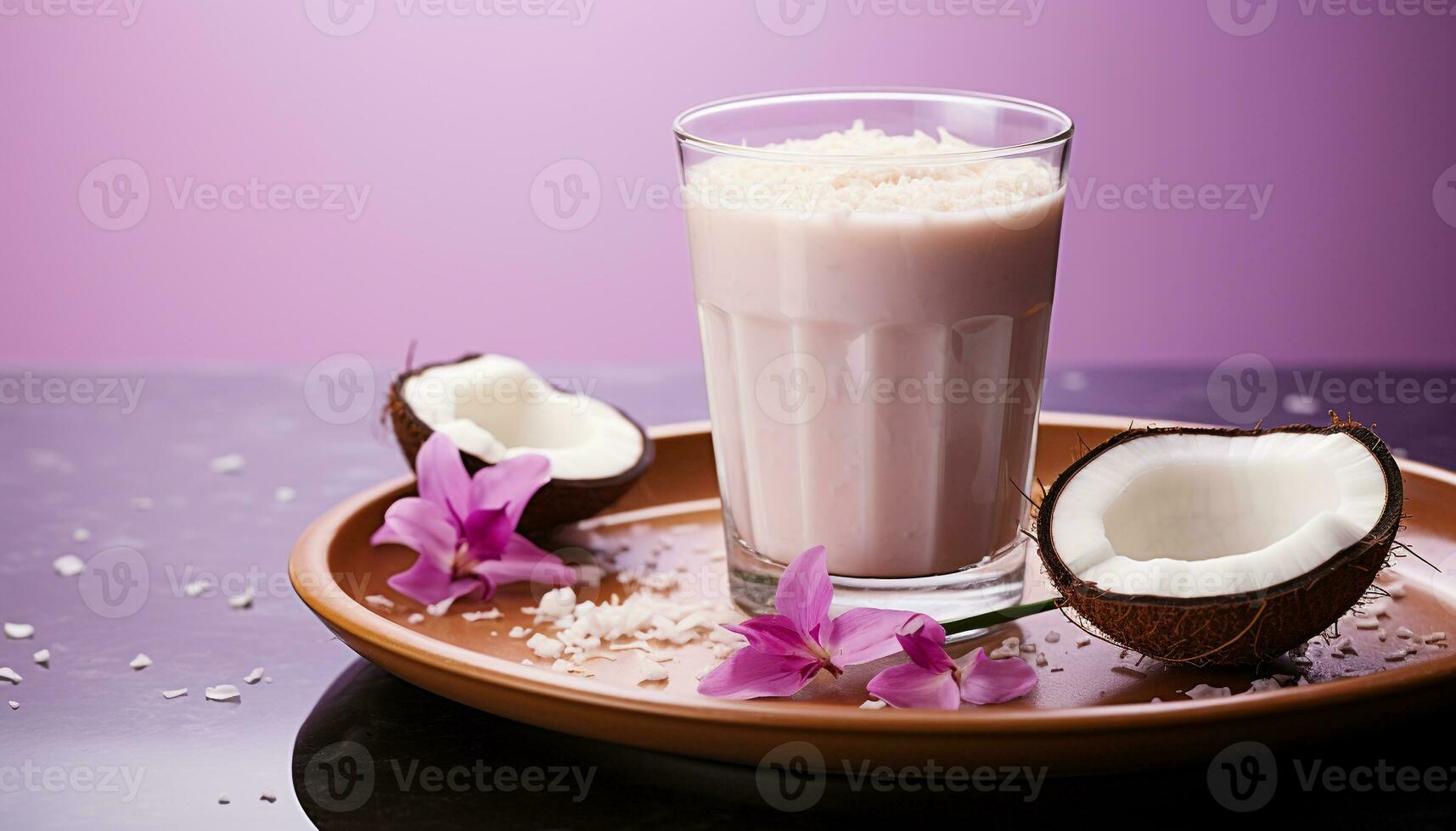 AI generated Refreshing milkshake in a pink glass, summer vibes generated by AI photo