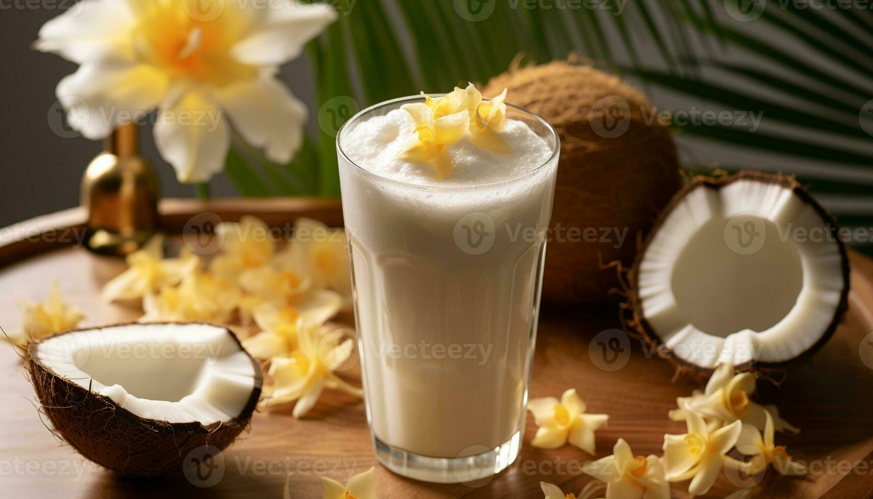 AI generated Refreshing coconut drink, a taste of tropical paradise generated by AI photo