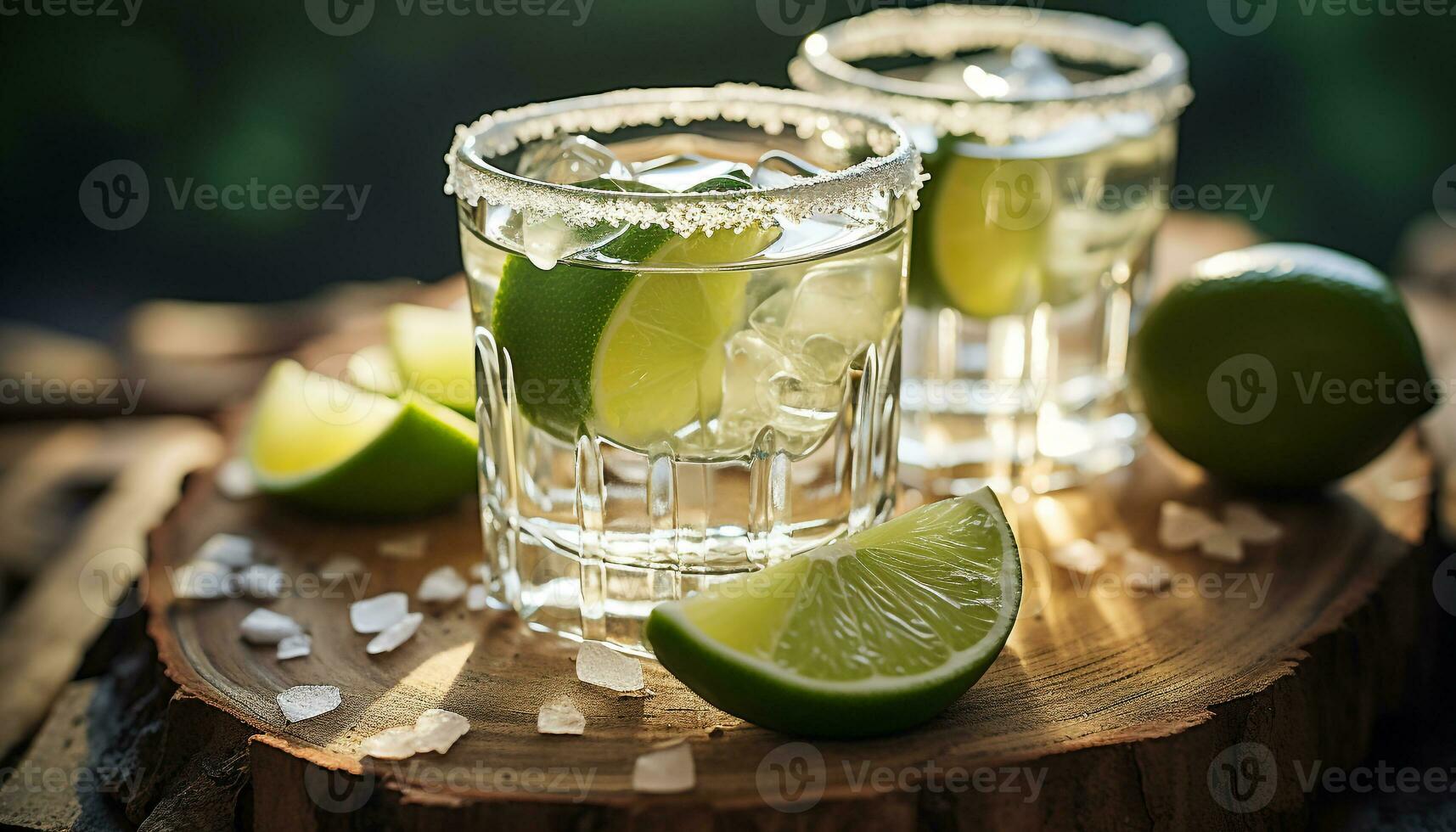 AI generated Refreshing citrus cocktail on rustic wooden table generated by AI photo