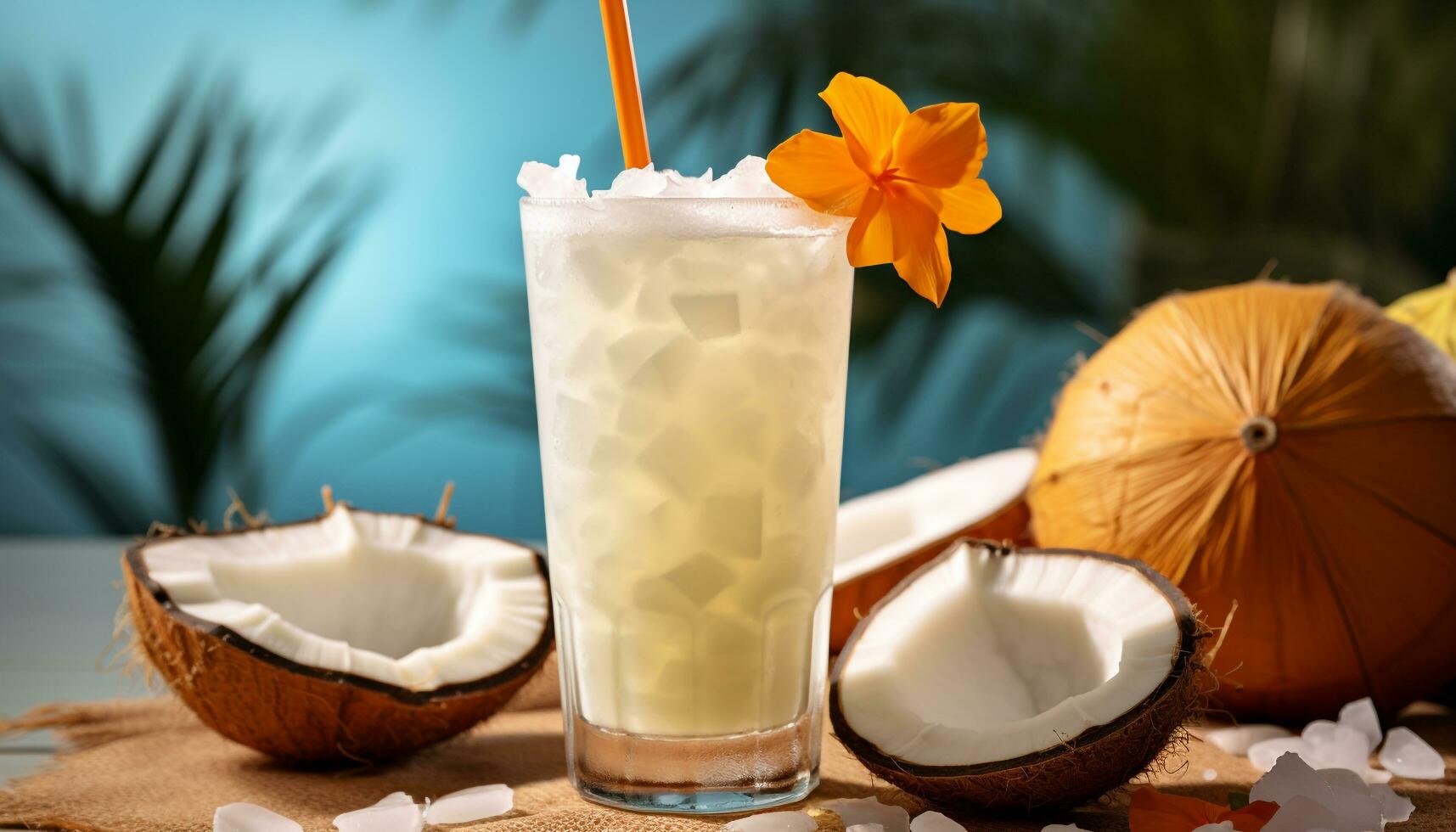 AI generated Refreshing coconut cocktail, a taste of tropical paradise generated by AI photo