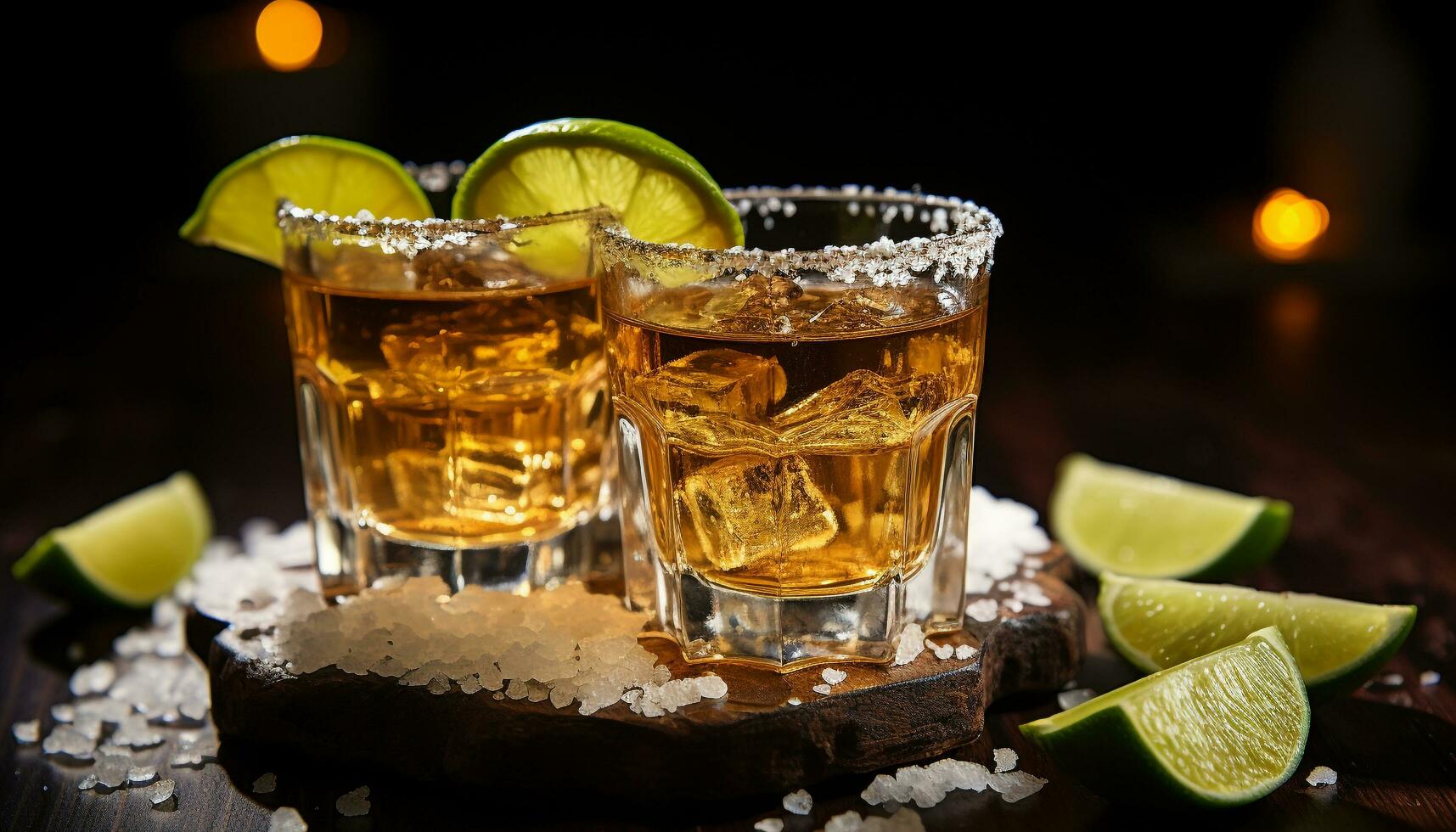 AI generated Tequila shot, lime slice, party, celebration, drink generated by AI photo