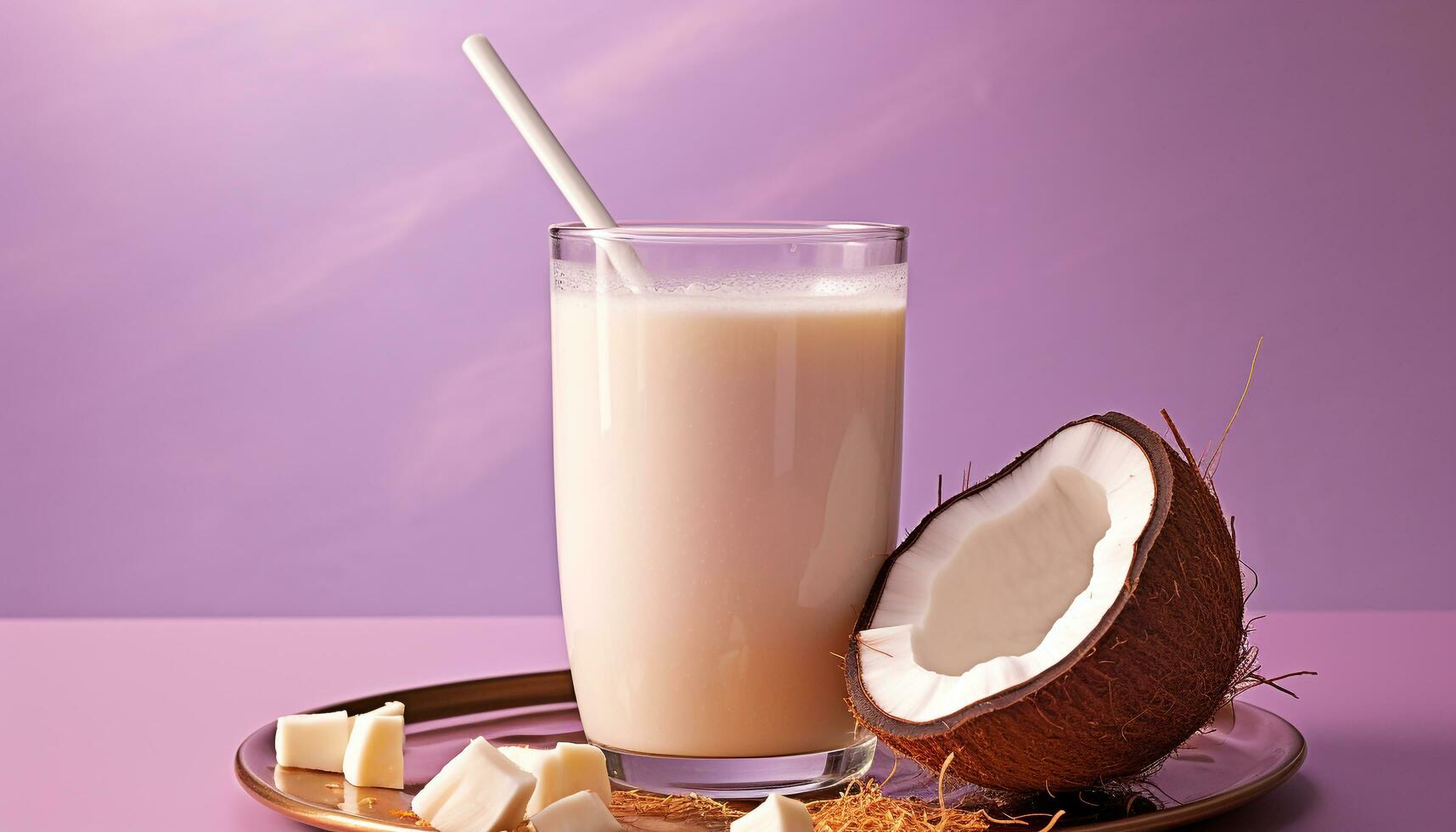 AI generated Refreshing milkshake on a wooden table in summer generated by AI photo