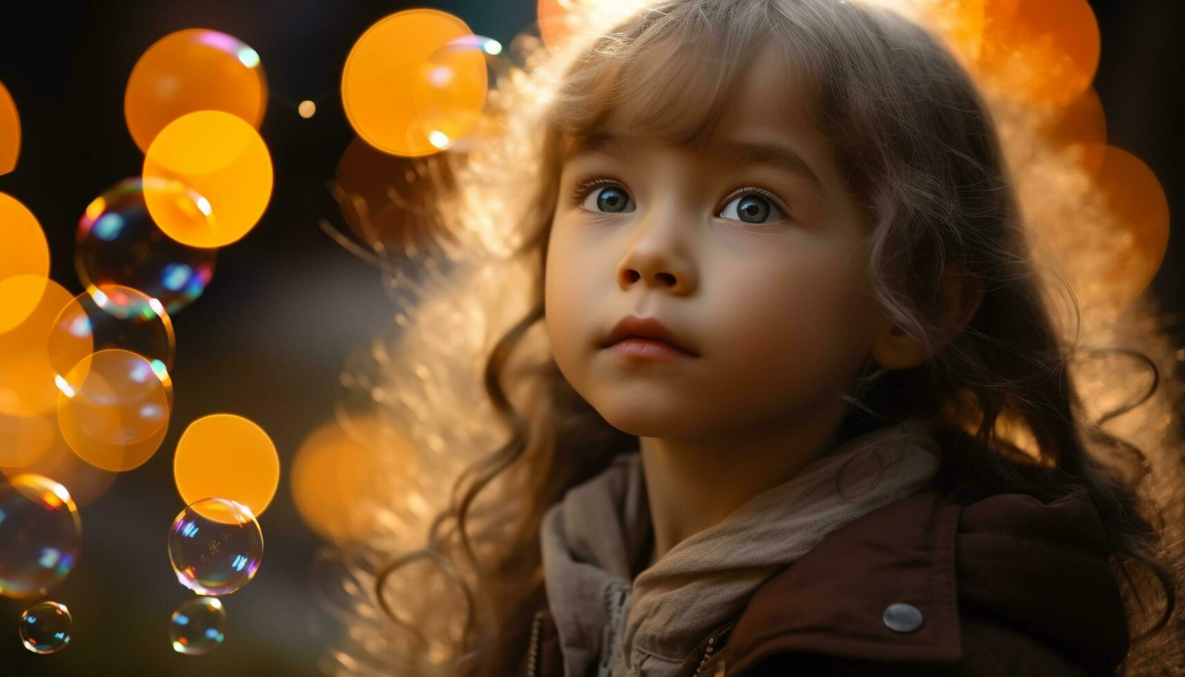 AI generated Smiling child playing in nature, carefree and joyful generated by AI photo