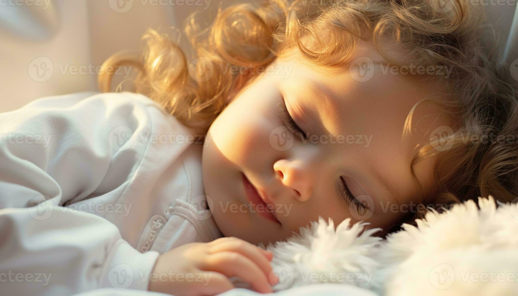 AI generated Cute baby sleeping, peaceful and serene outdoors generated by AI photo