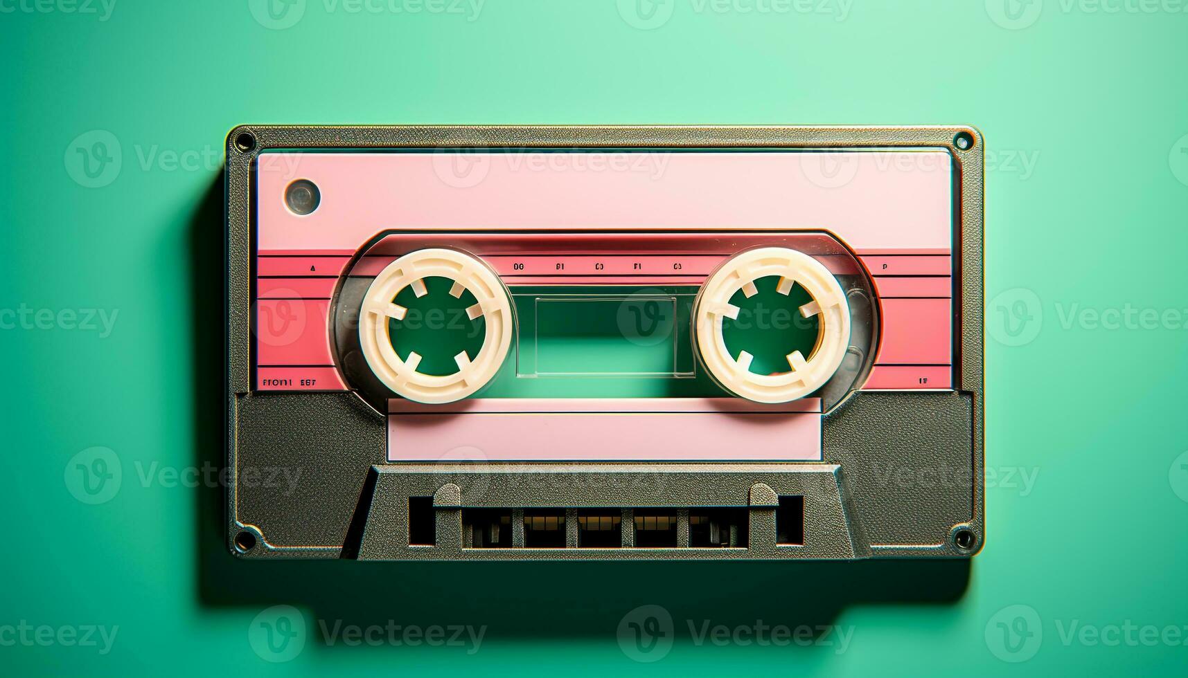 AI generated Obsolete audio cassette in old fashioned stereo equipment generated by AI photo