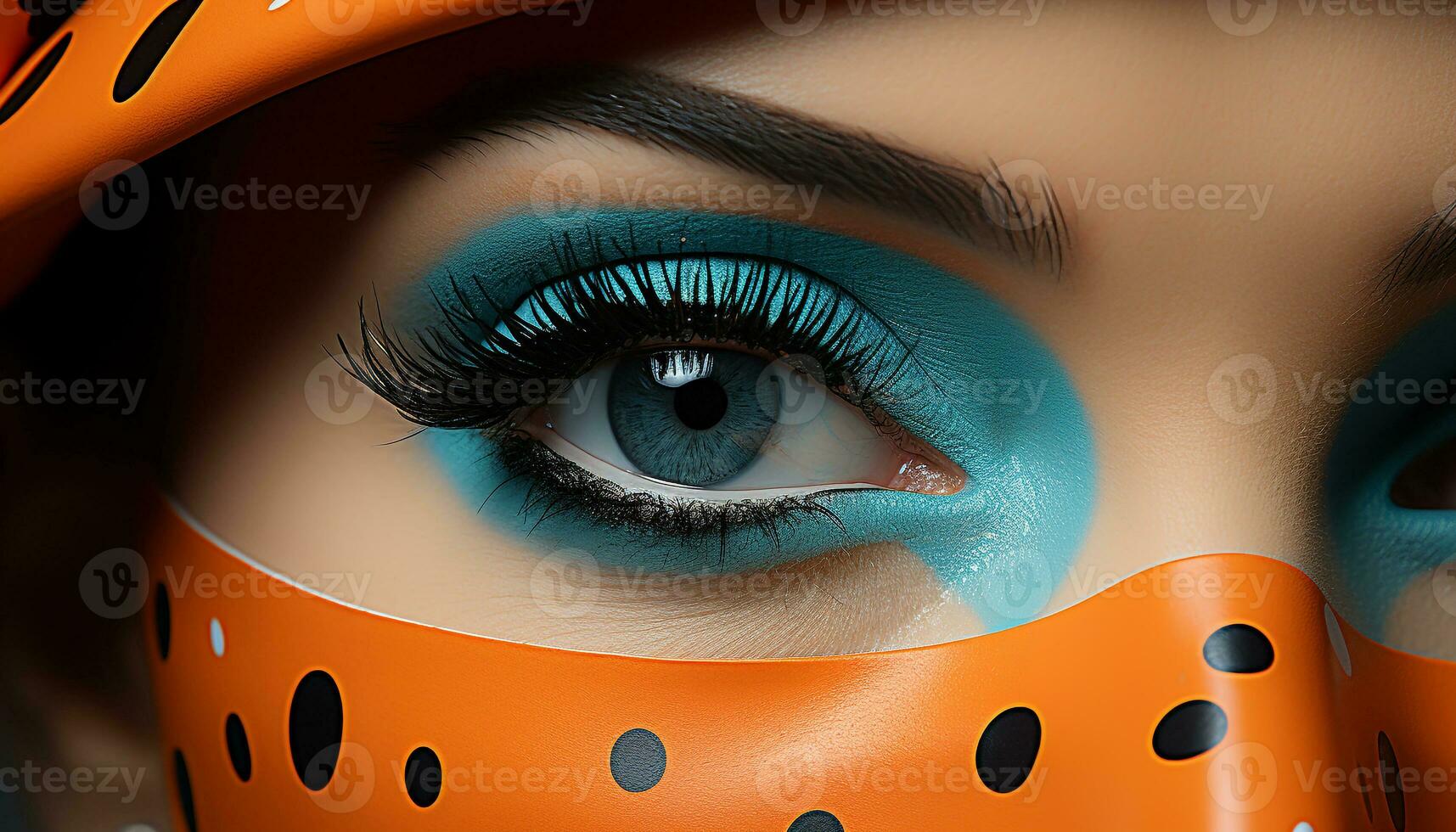 AI generated Young adult woman with blue eyes looking at camera generated by AI photo