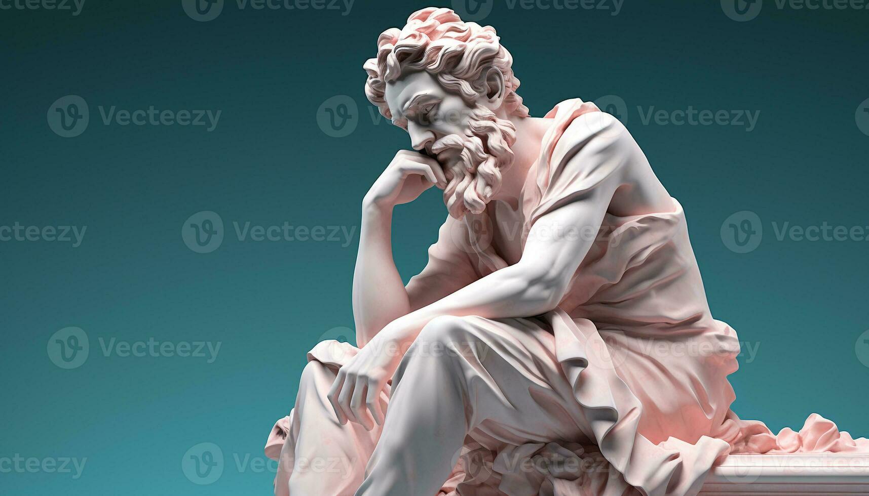 AI generated Sadness and grief in a religious sculpture generated by AI photo