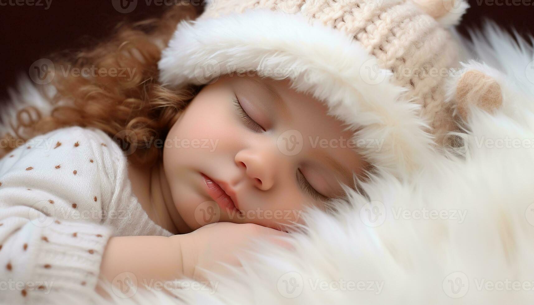 AI generated Cute baby boy sleeping, innocence in newborn eyes generated by AI photo