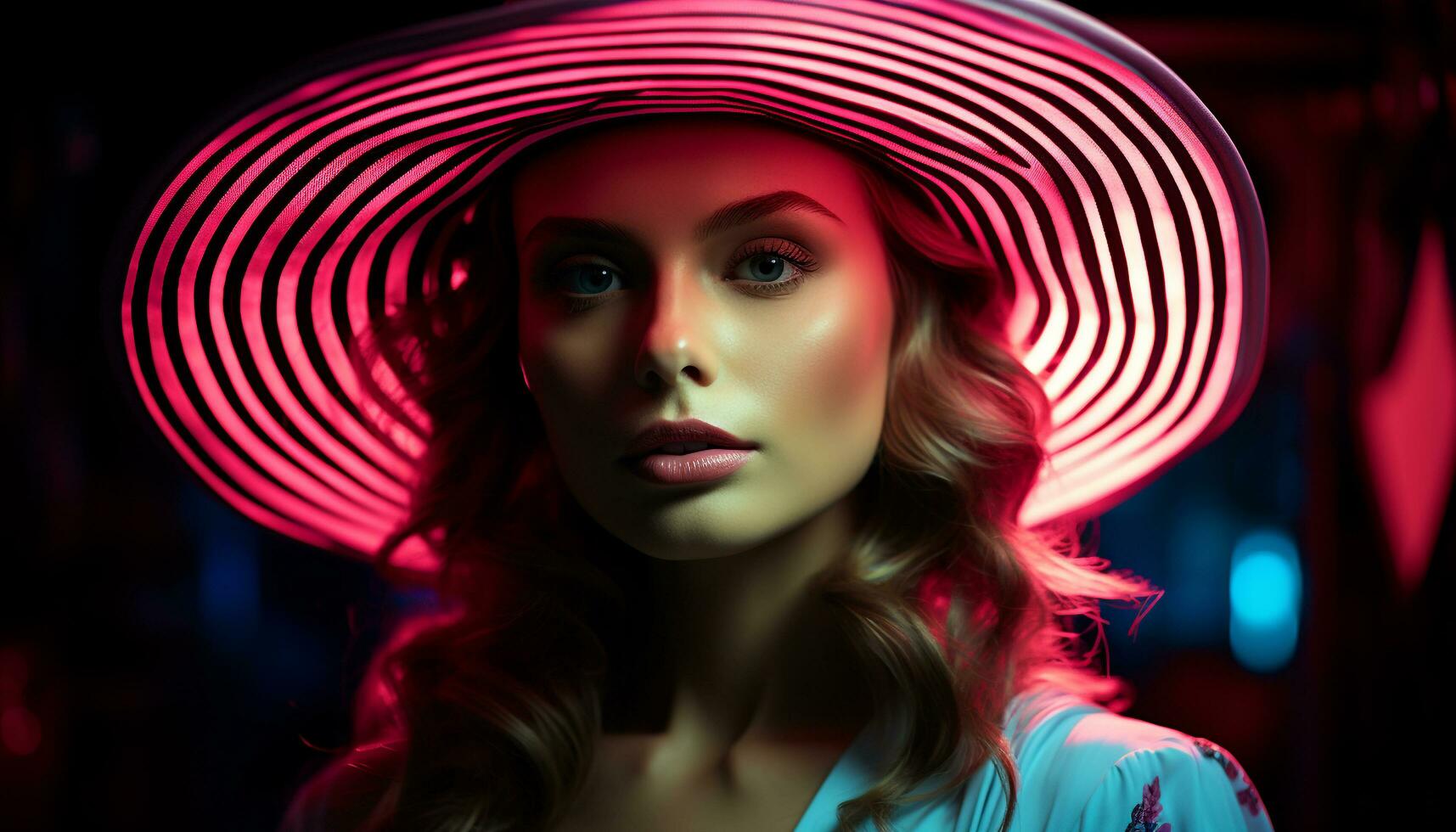 AI generated Young adult woman looking at camera, fashionable and elegant generated by AI photo
