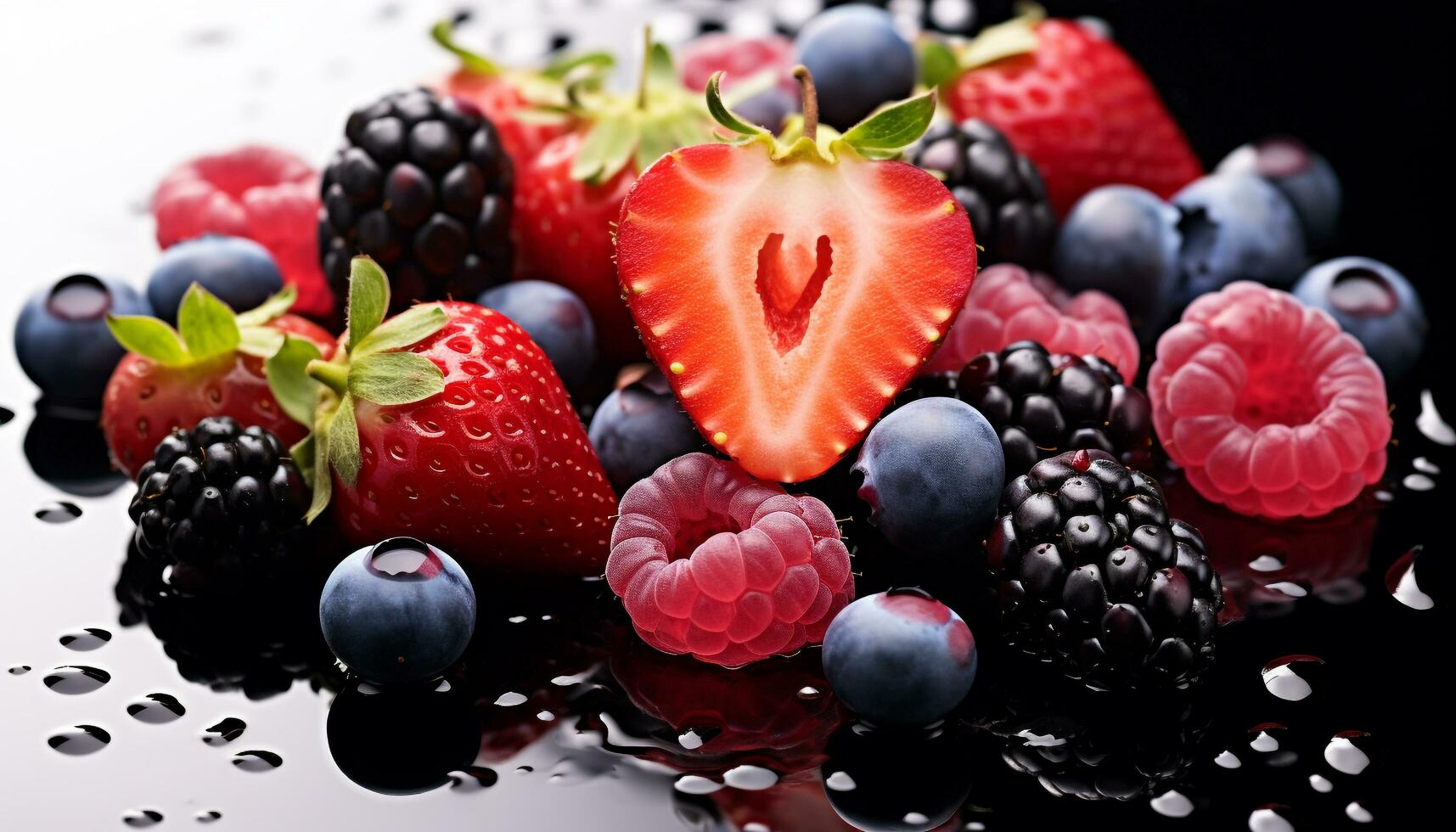 AI generated Freshness of nature gourmet berries, healthy and sweet generated by AI photo