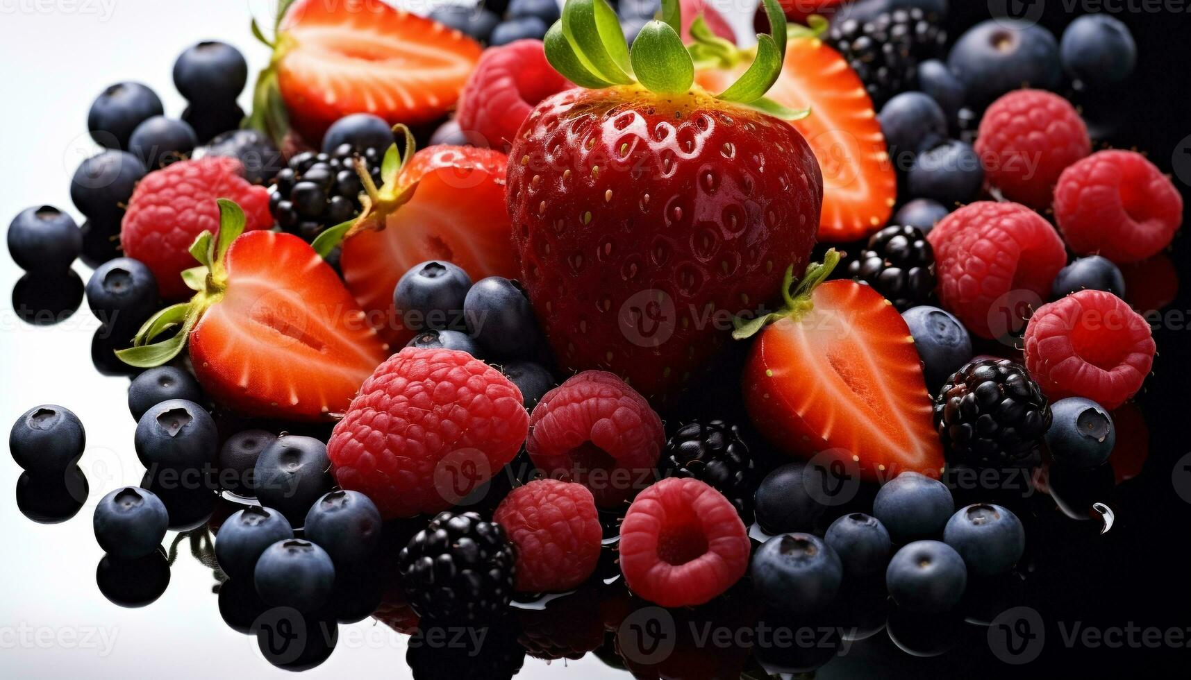 AI generated Freshness and sweetness in a bowl of berries generated by AI photo