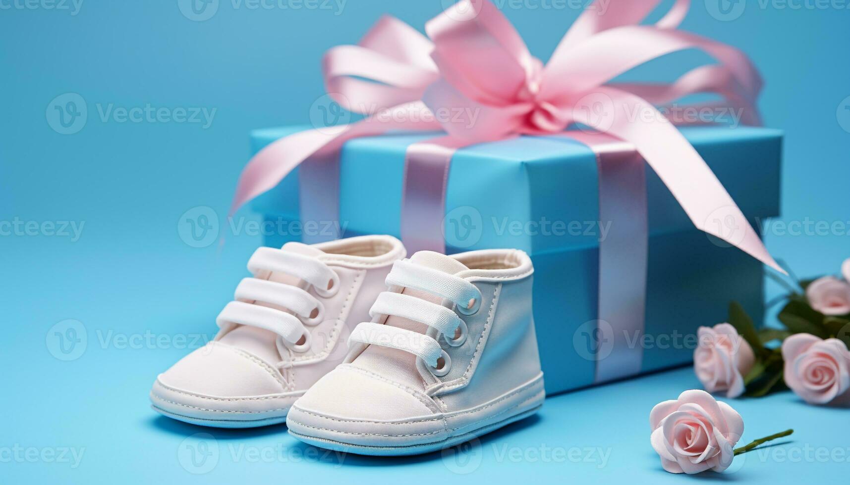 AI generated Blue baby booties, a gift for a small child generated by AI photo