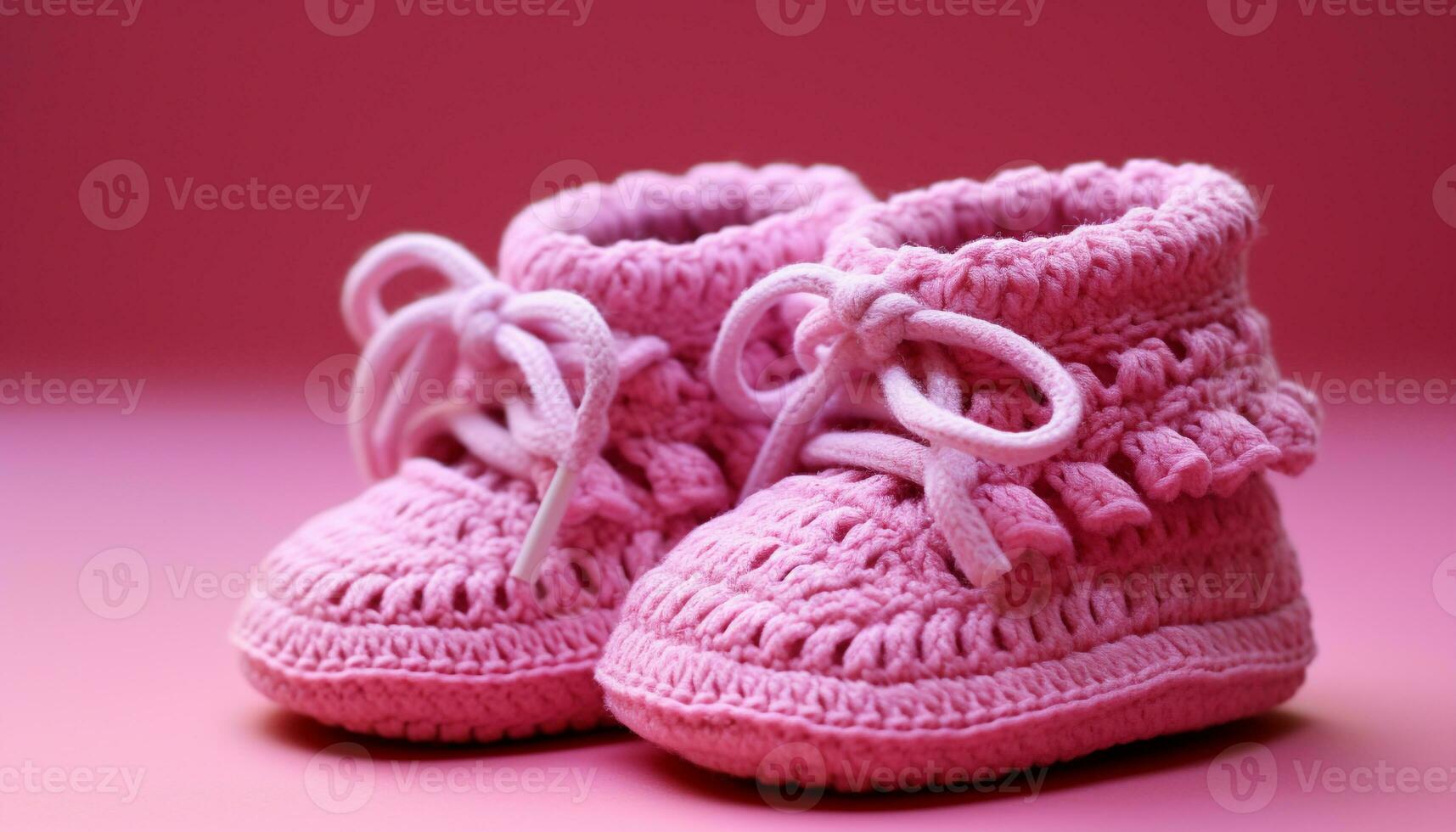 AI generated Cute baby booties in pink, soft wool generated by AI photo