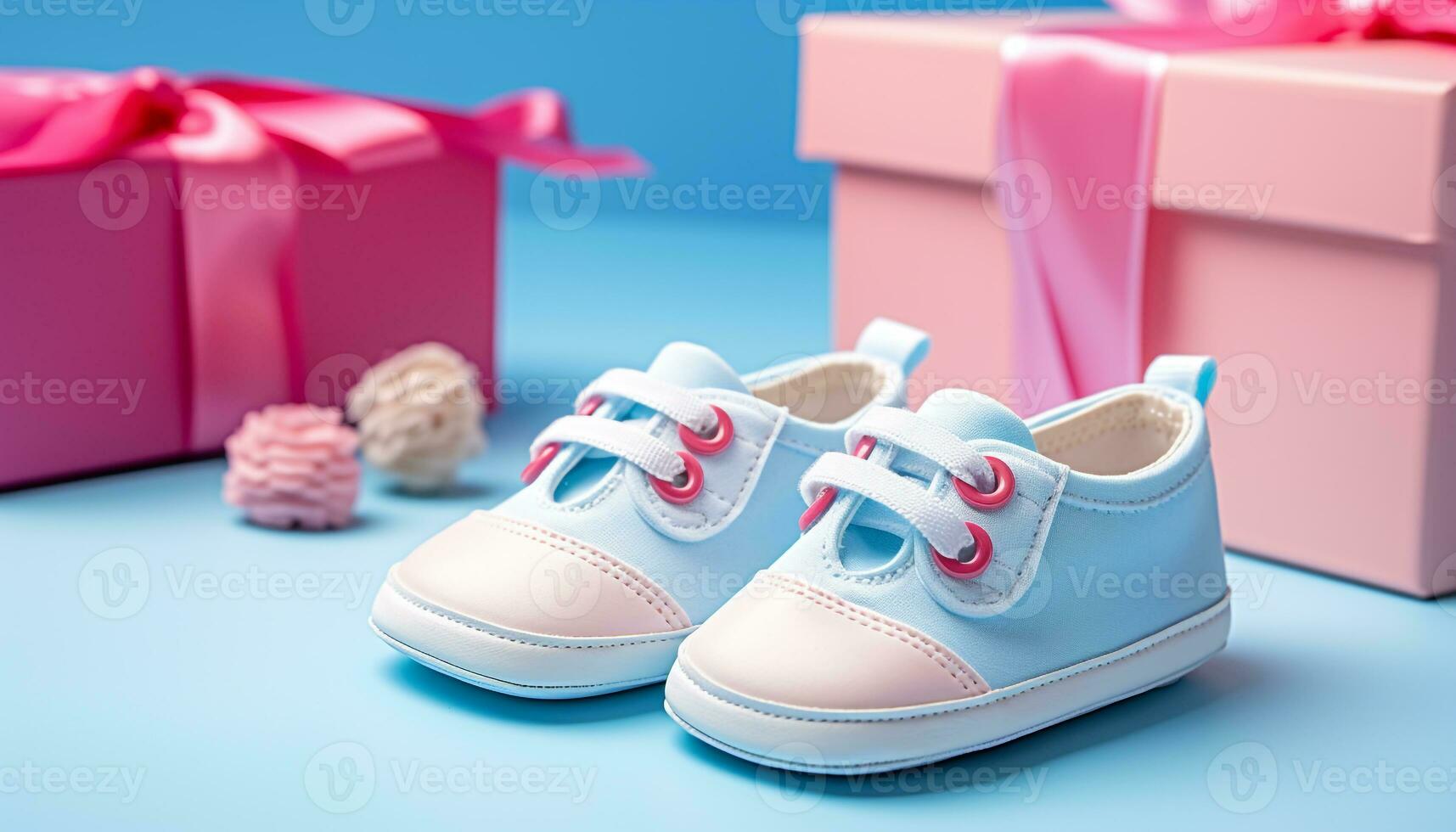 AI generated Blue baby booties, a cute gift for newborn generated by AI photo