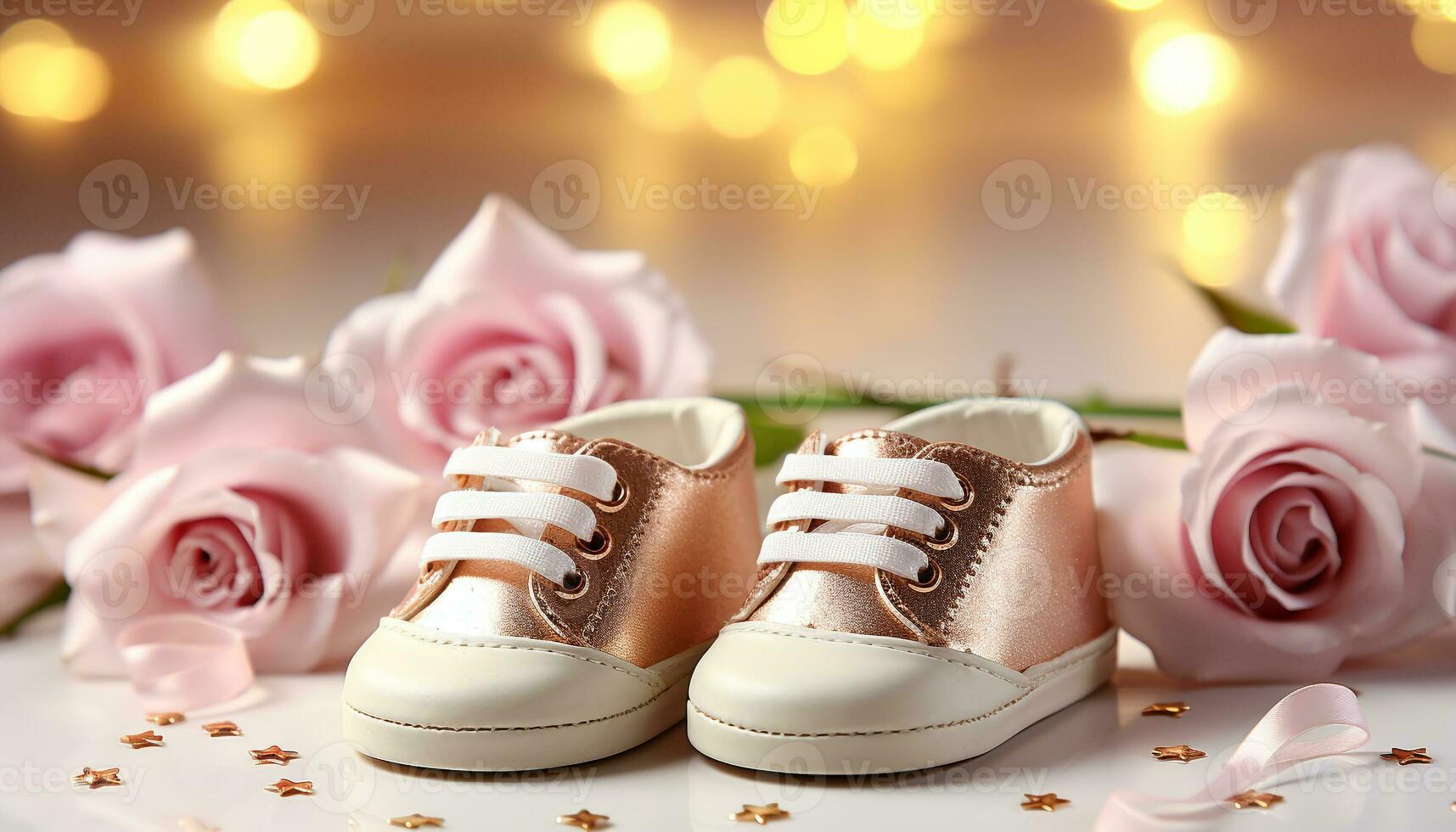 AI generated Cute baby booties, small and pink, a gift generated by AI photo