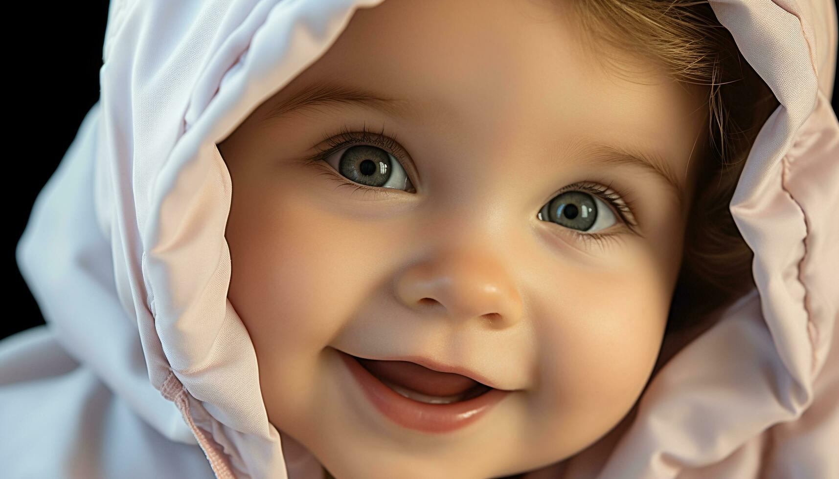 AI generated Smiling child portrait, cute and cheerful happiness generated by AI photo